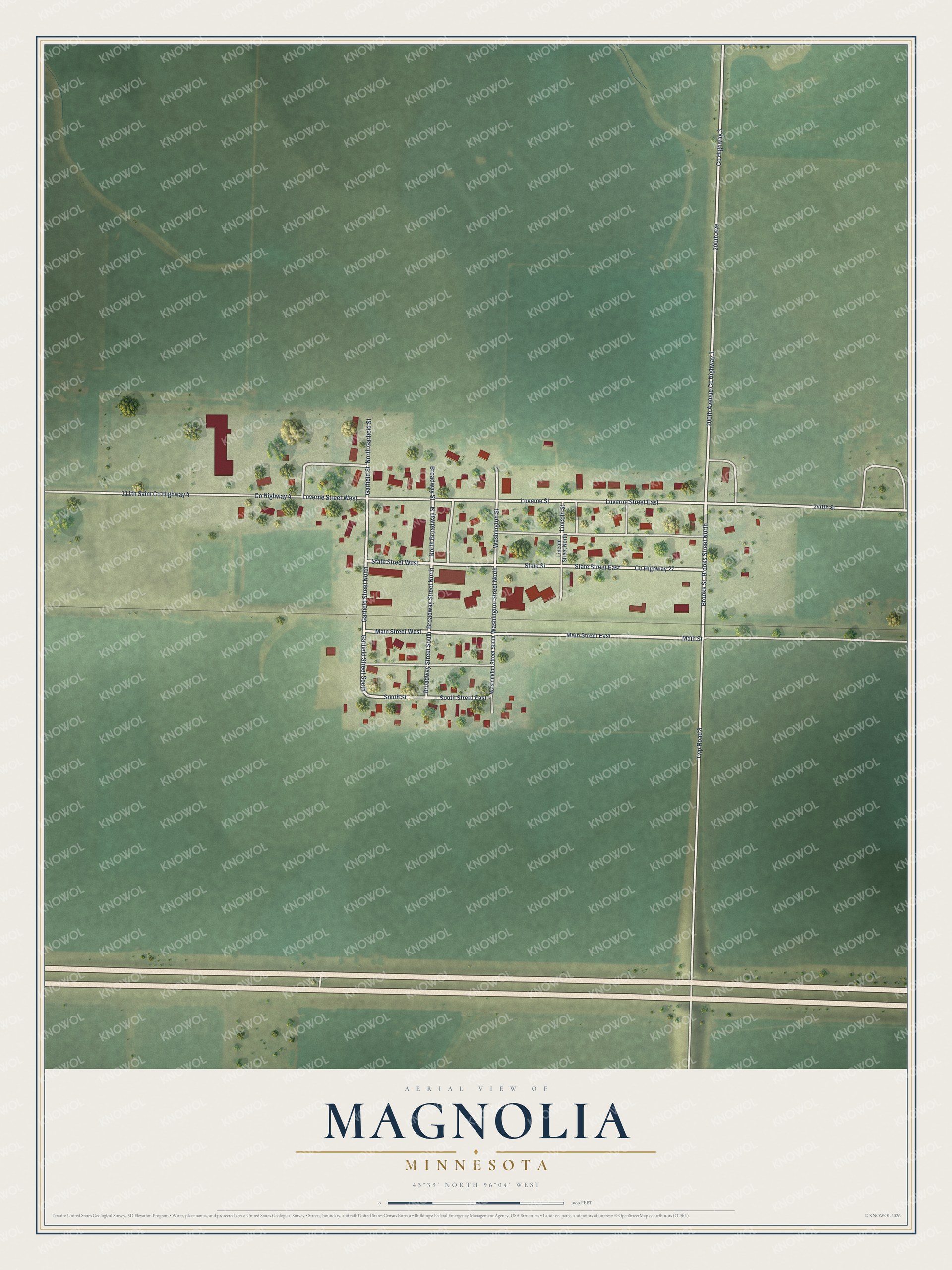 Watermarked full-map preview of Magnolia, Minnesota