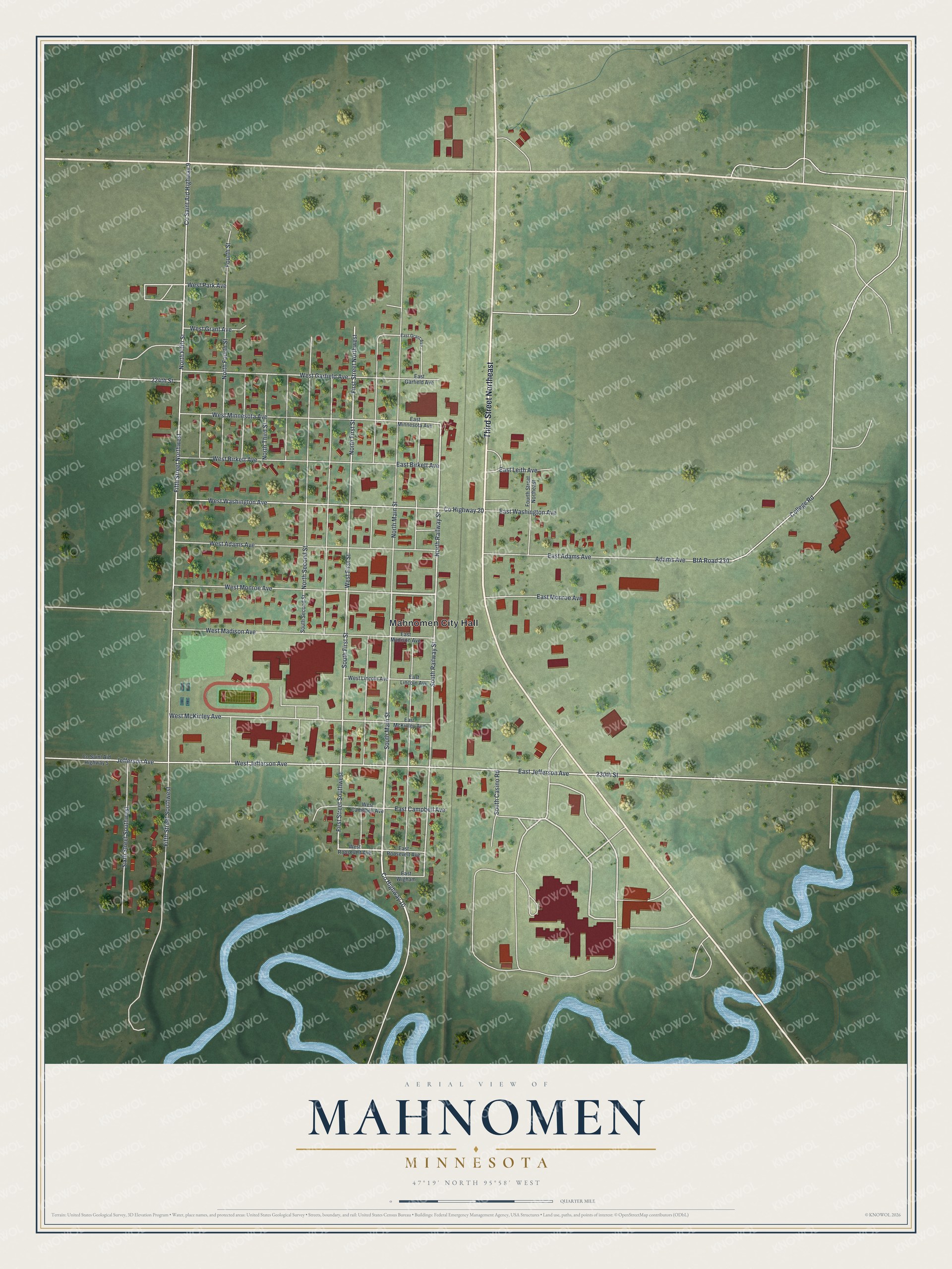 Watermarked full-map preview of Mahnomen, Minnesota