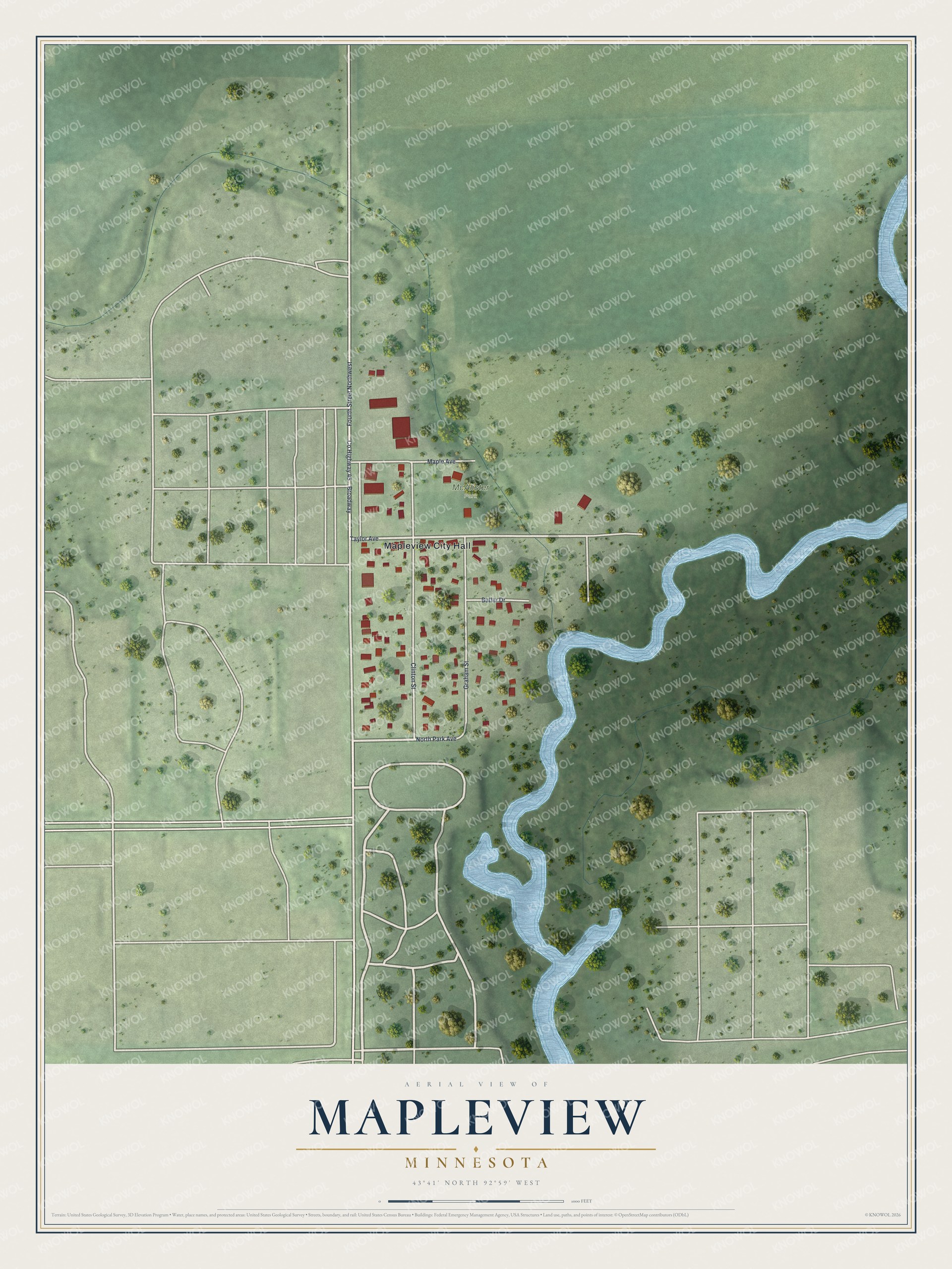 Watermarked full-map preview of Mapleview, Minnesota