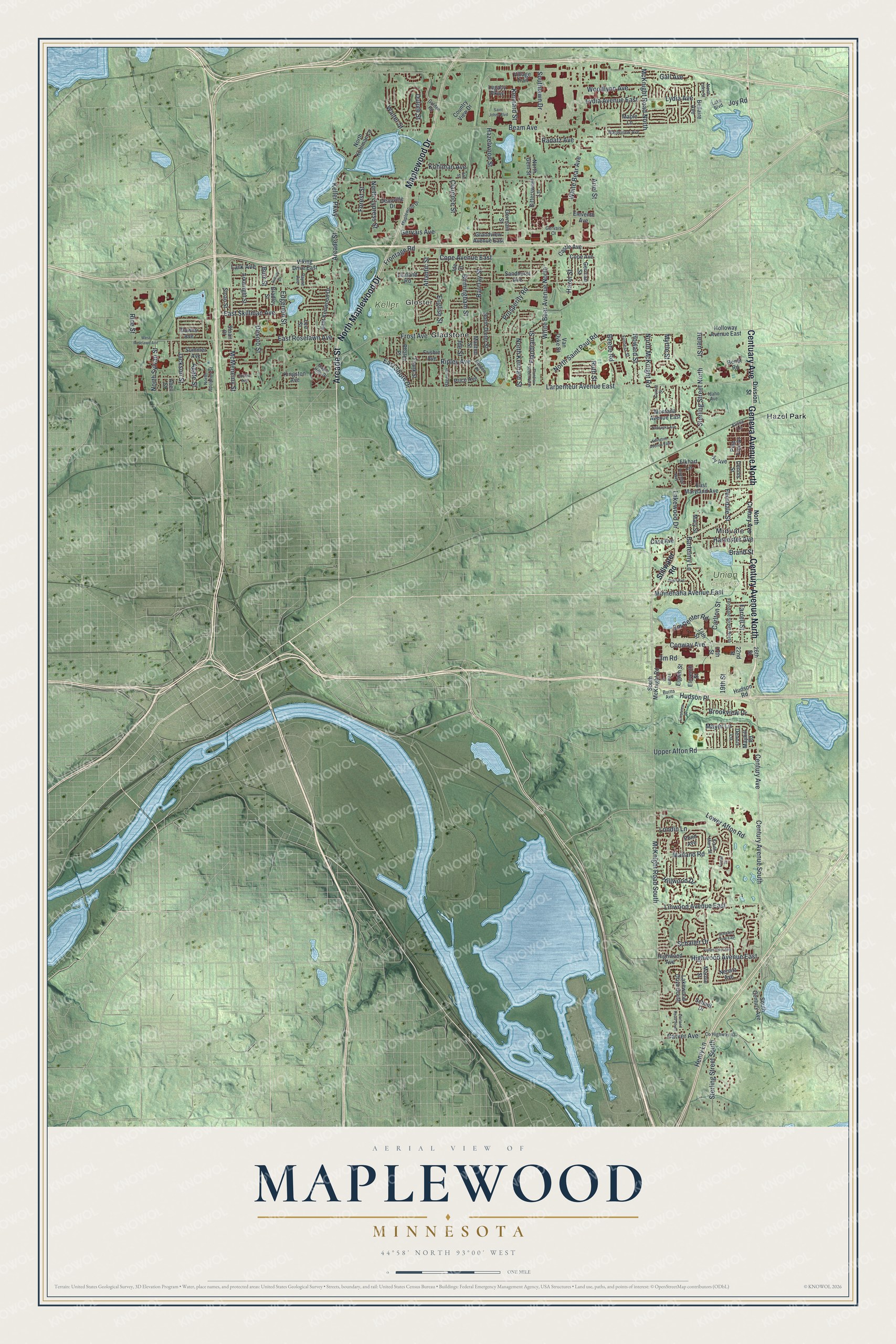 Watermarked full-map preview of Maplewood, Minnesota