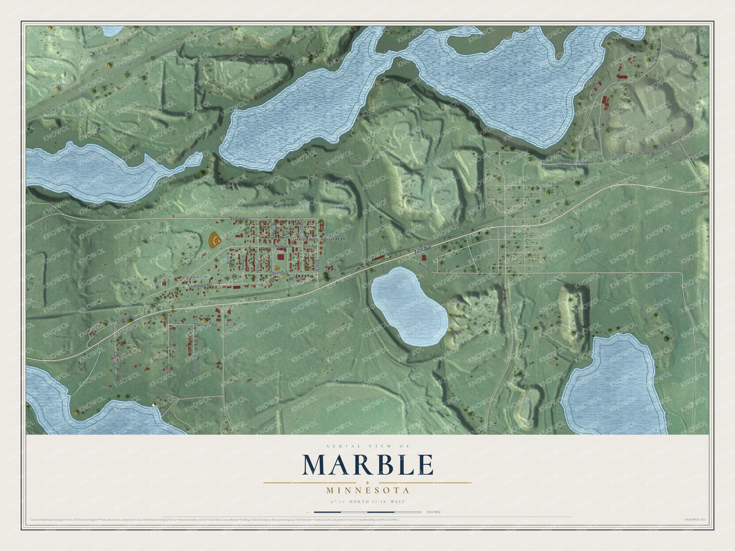 Watermarked full-map preview of Marble, Minnesota