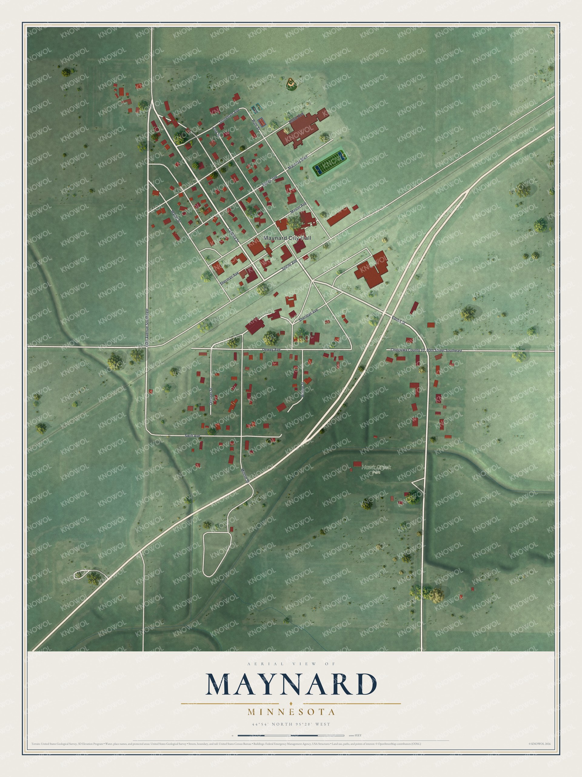 Watermarked full-map preview of Maynard, Minnesota