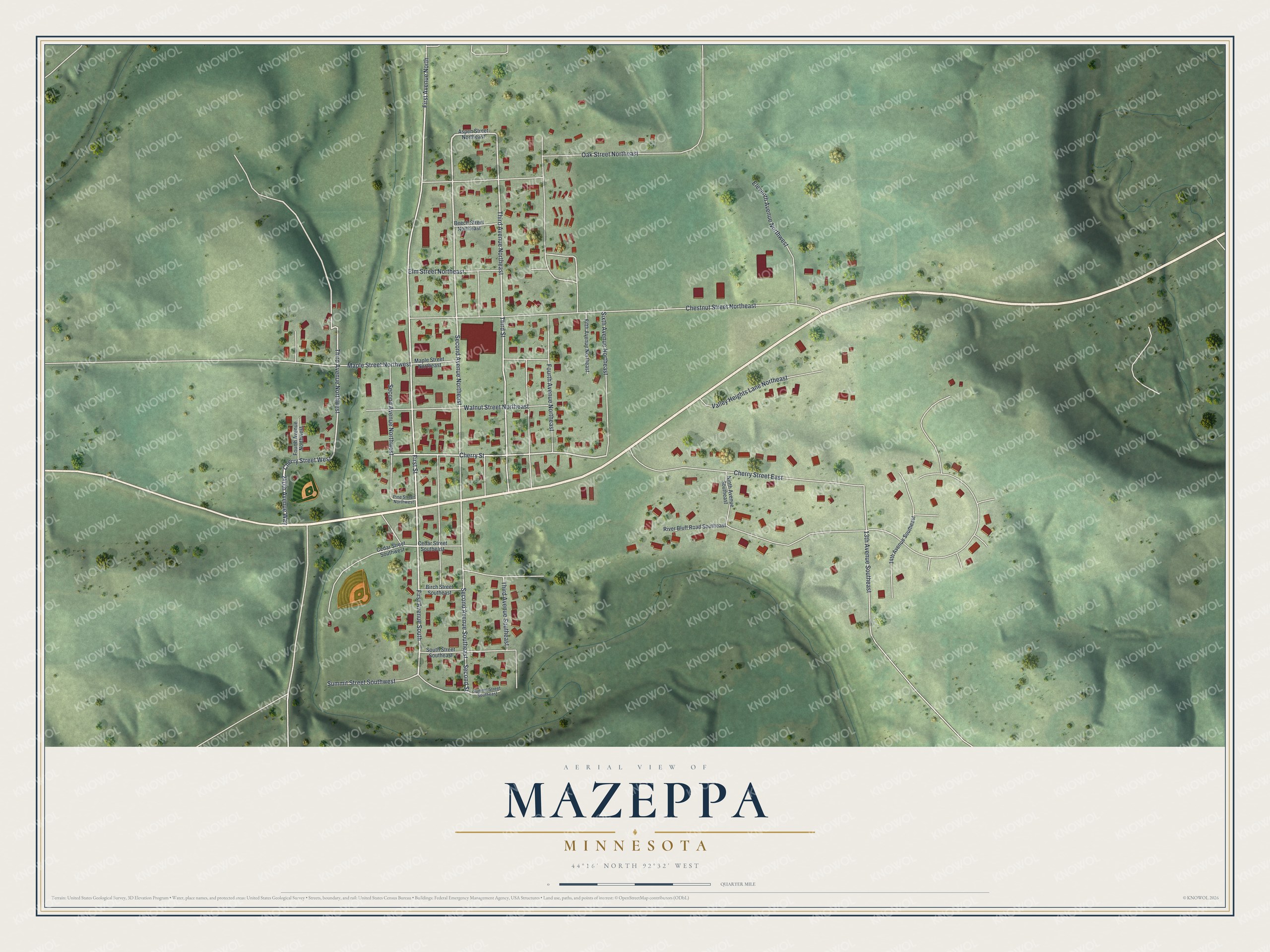 Watermarked full-map preview of Mazeppa, Minnesota