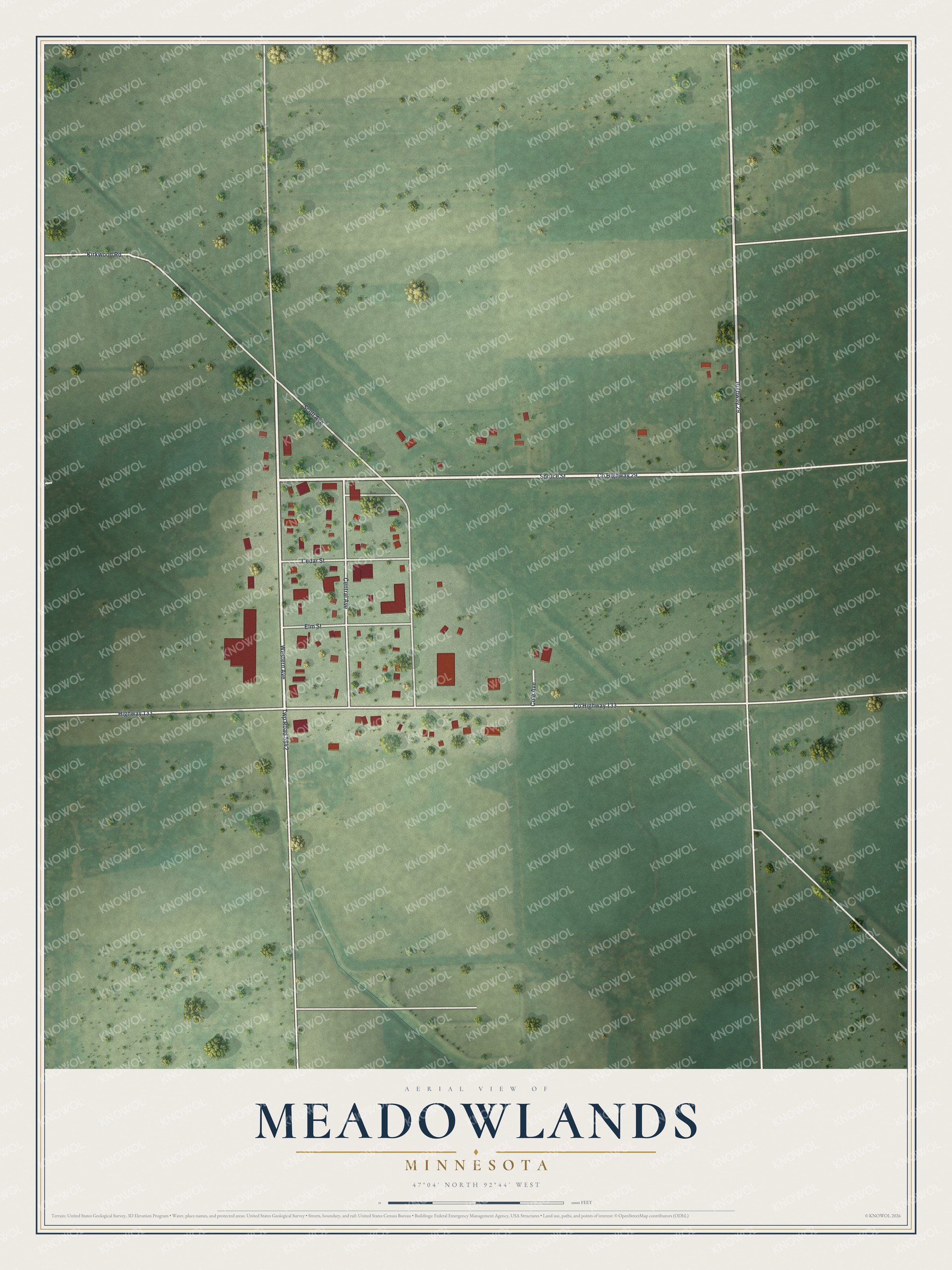 Watermarked full-map preview of Meadowlands, Minnesota