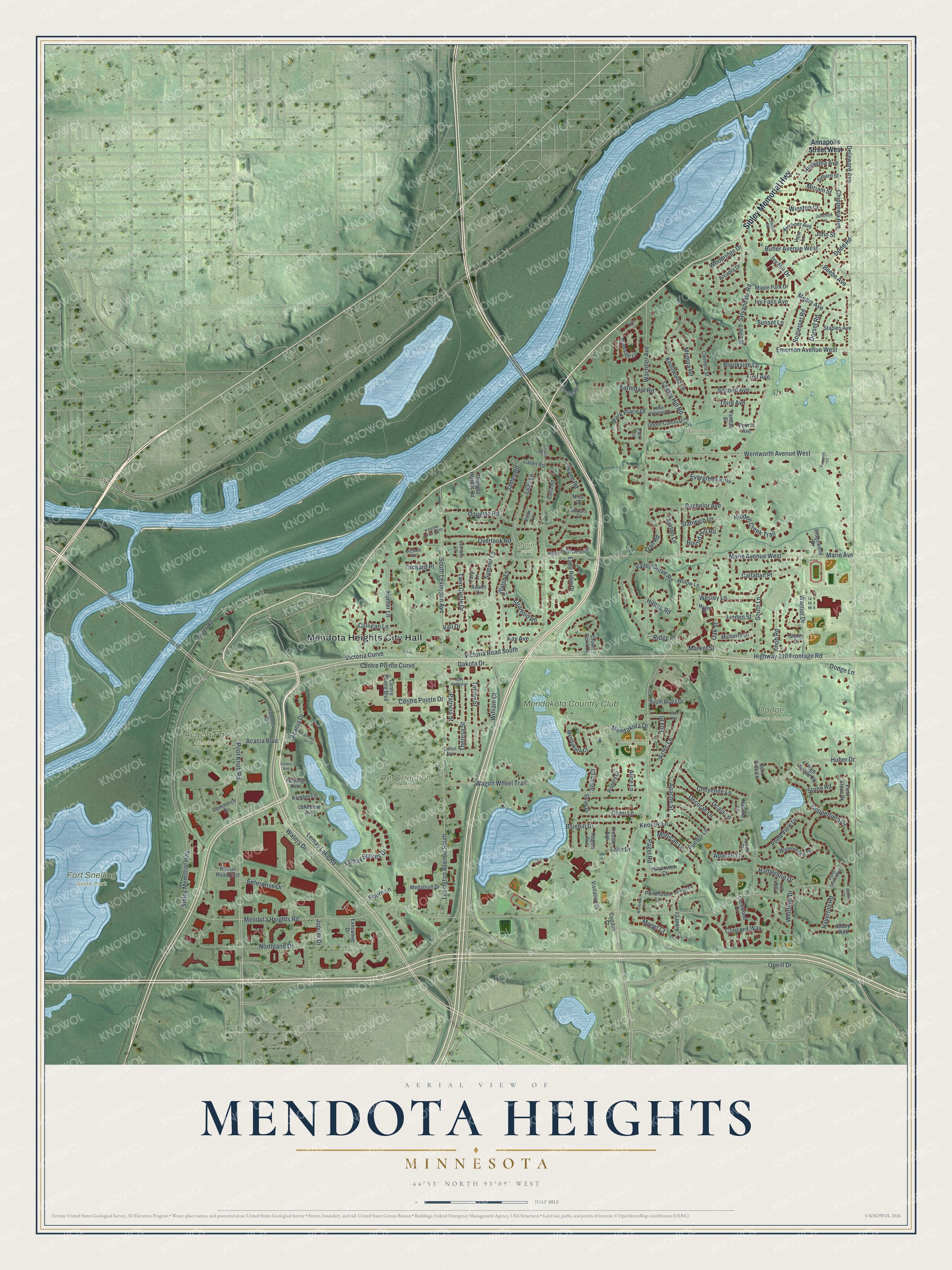Watermarked full-map preview of Mendota Heights, Minnesota