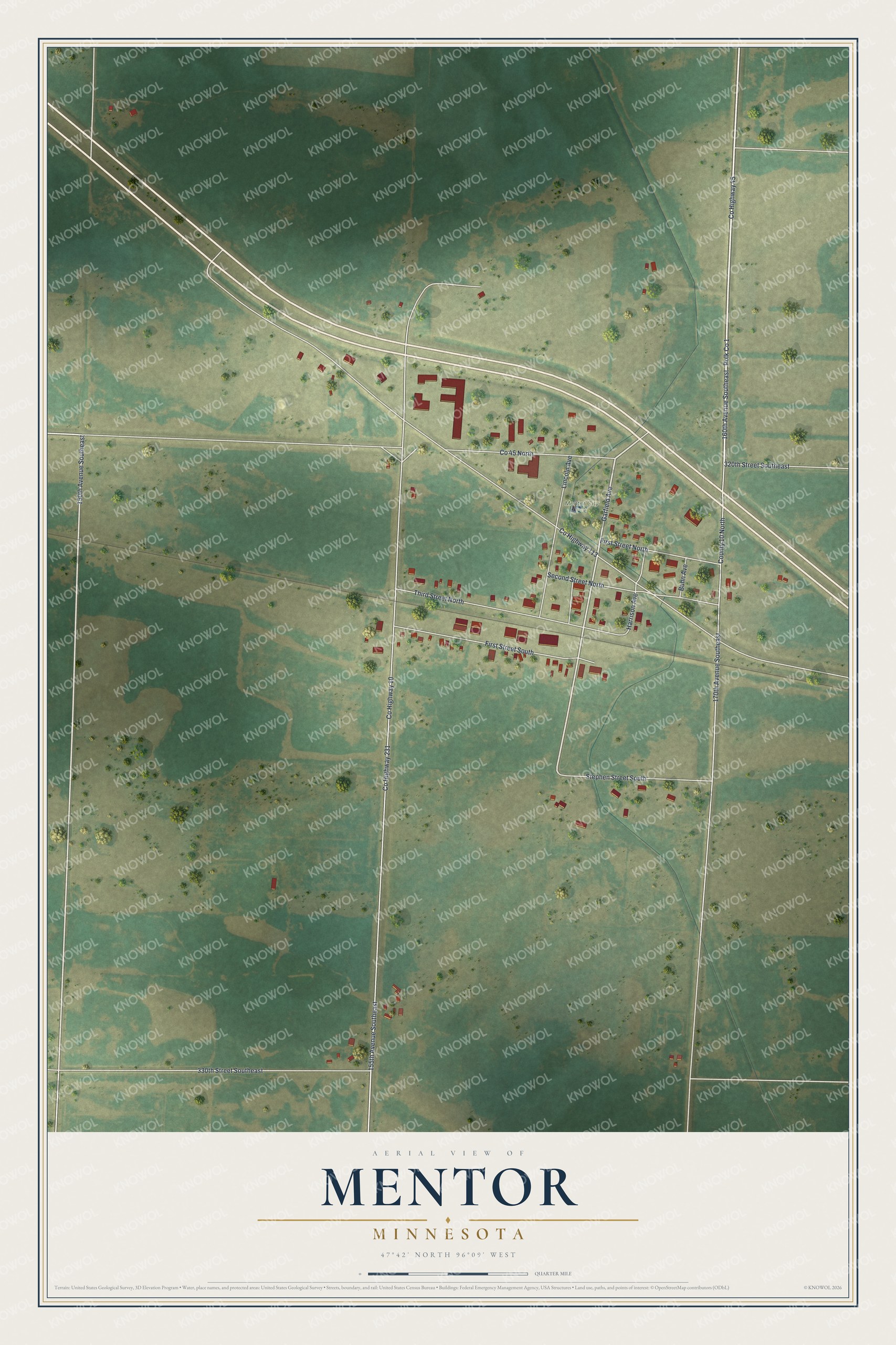 Watermarked full-map preview of Mentor, Minnesota