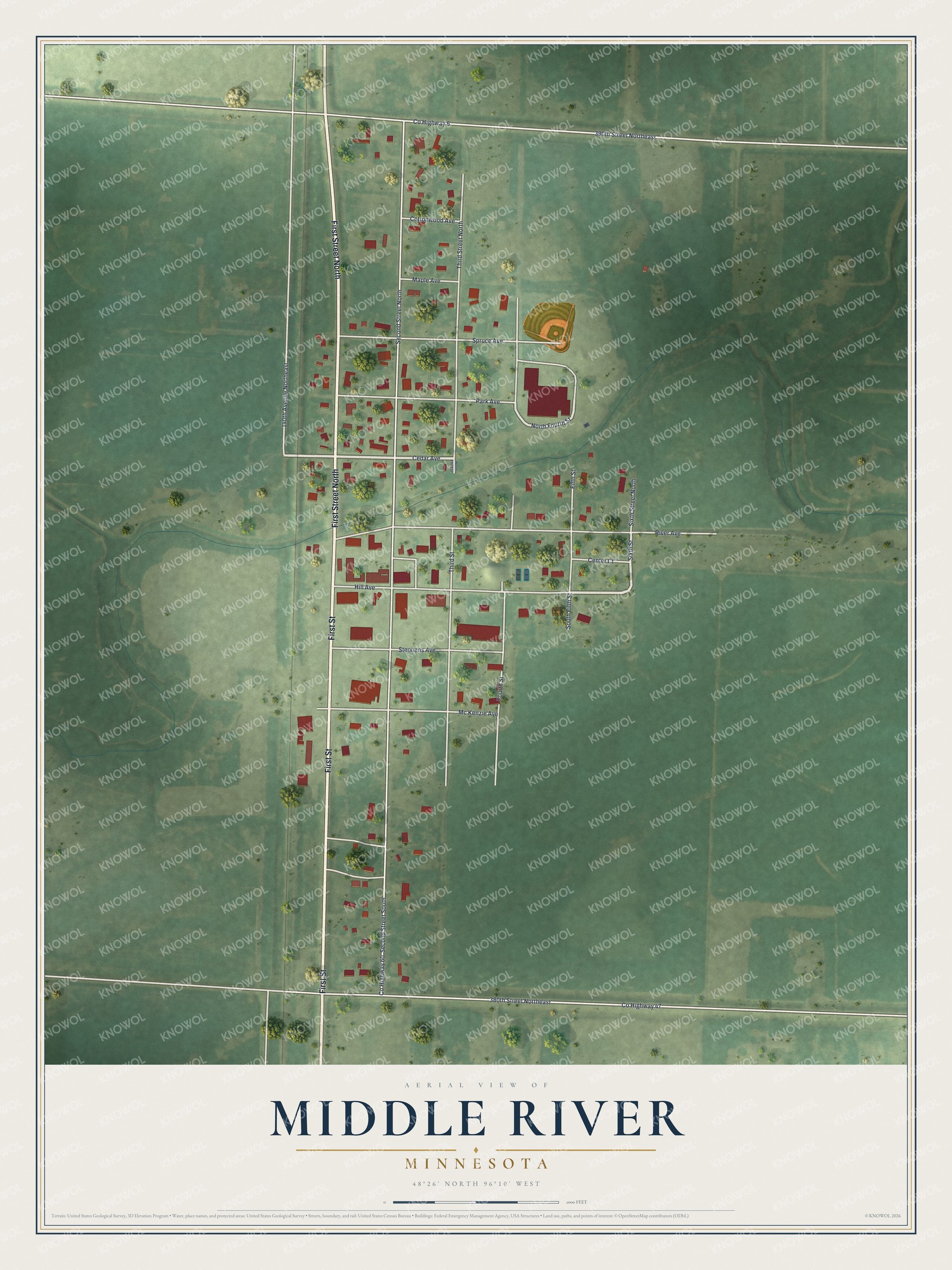 Watermarked full-map preview of Middle River, Minnesota
