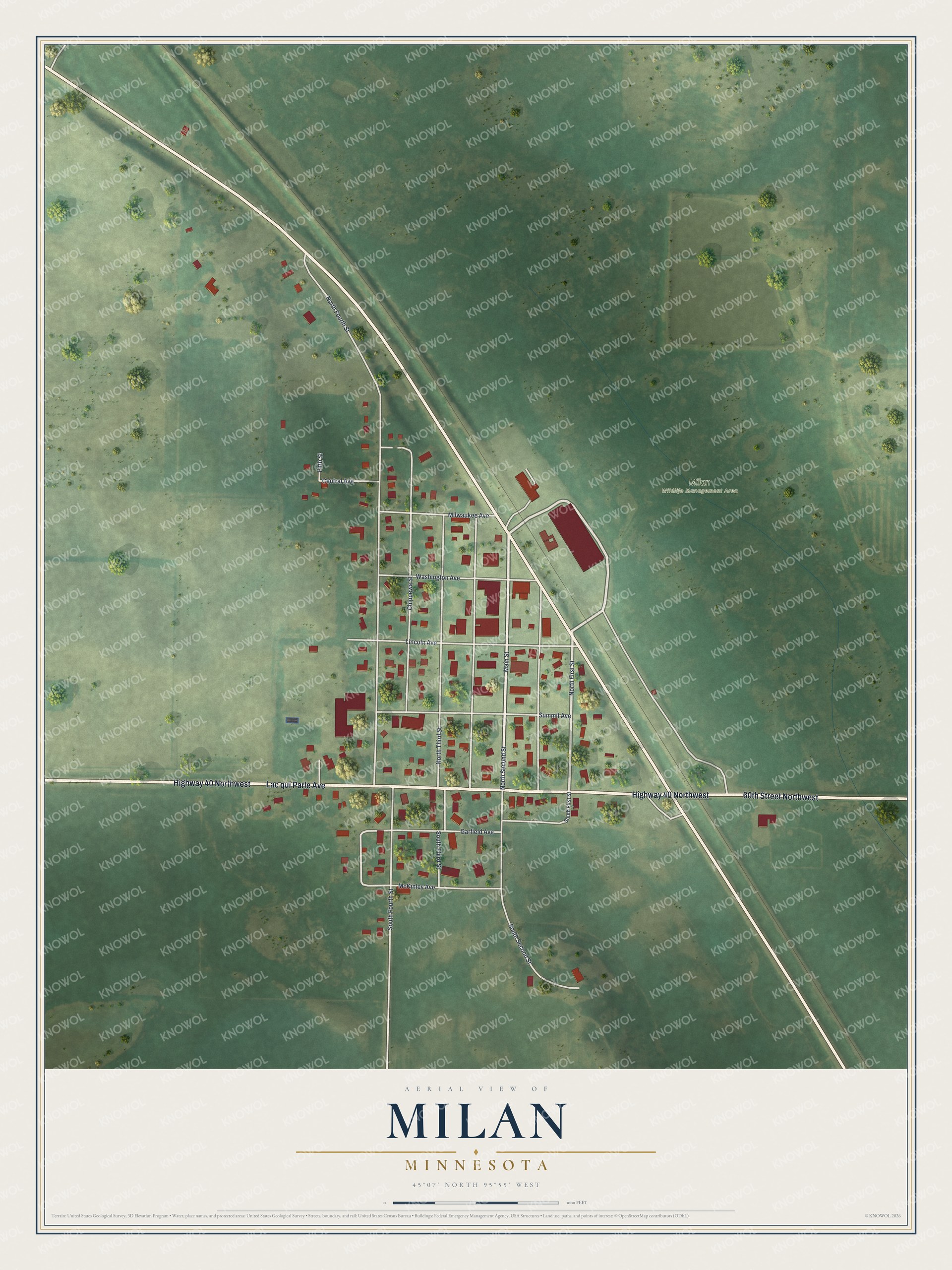 Watermarked full-map preview of Milan, Minnesota