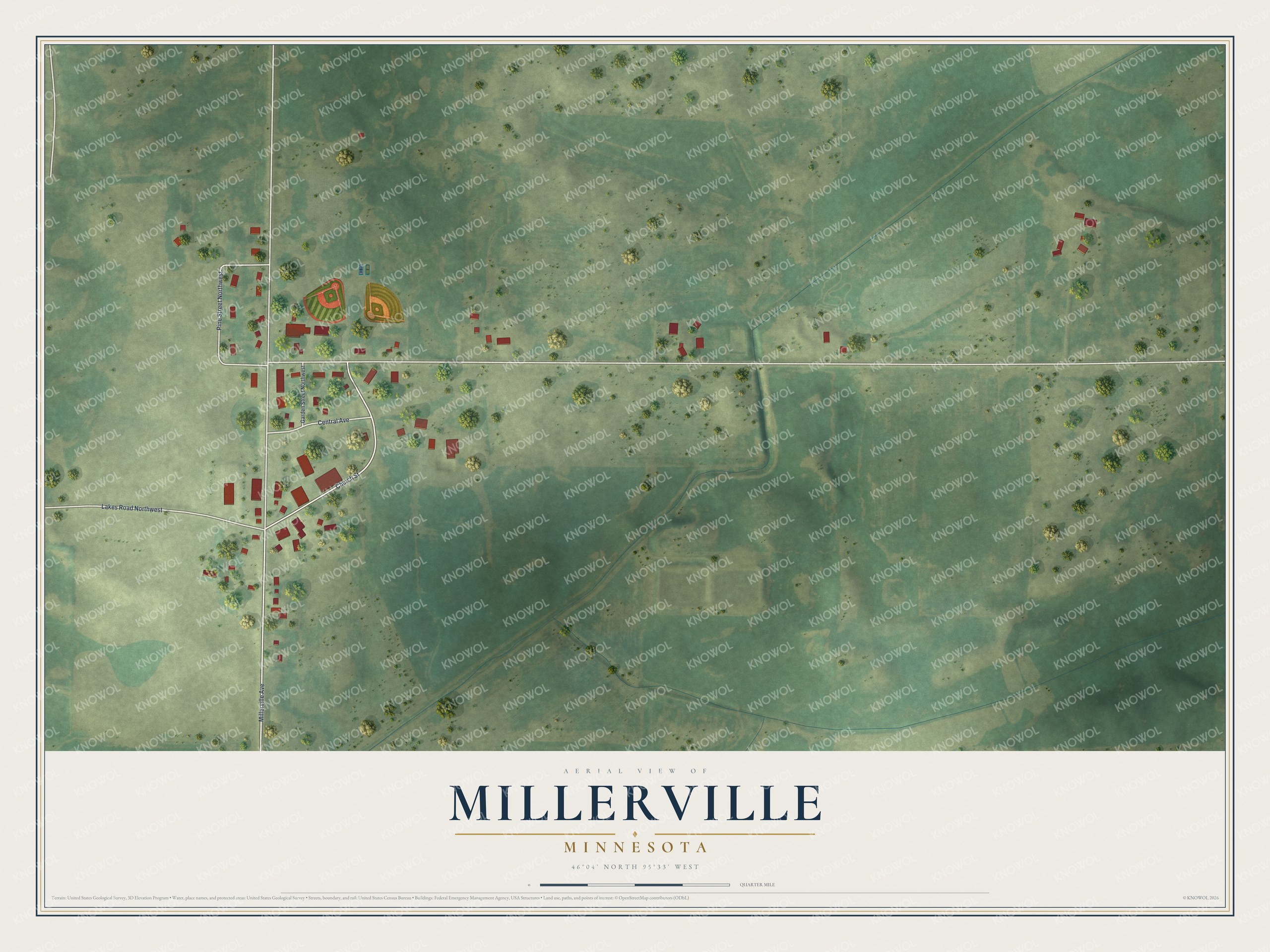 Watermarked full-map preview of Millerville, Minnesota
