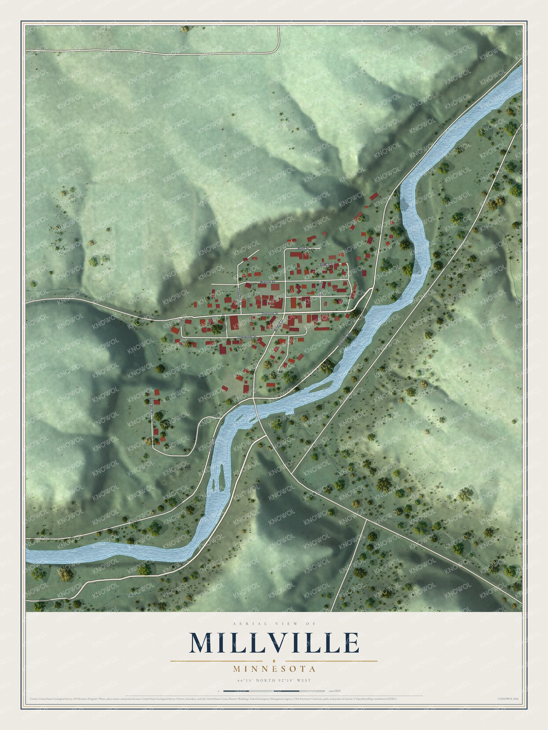 Watermarked full-map preview of Millville, Minnesota