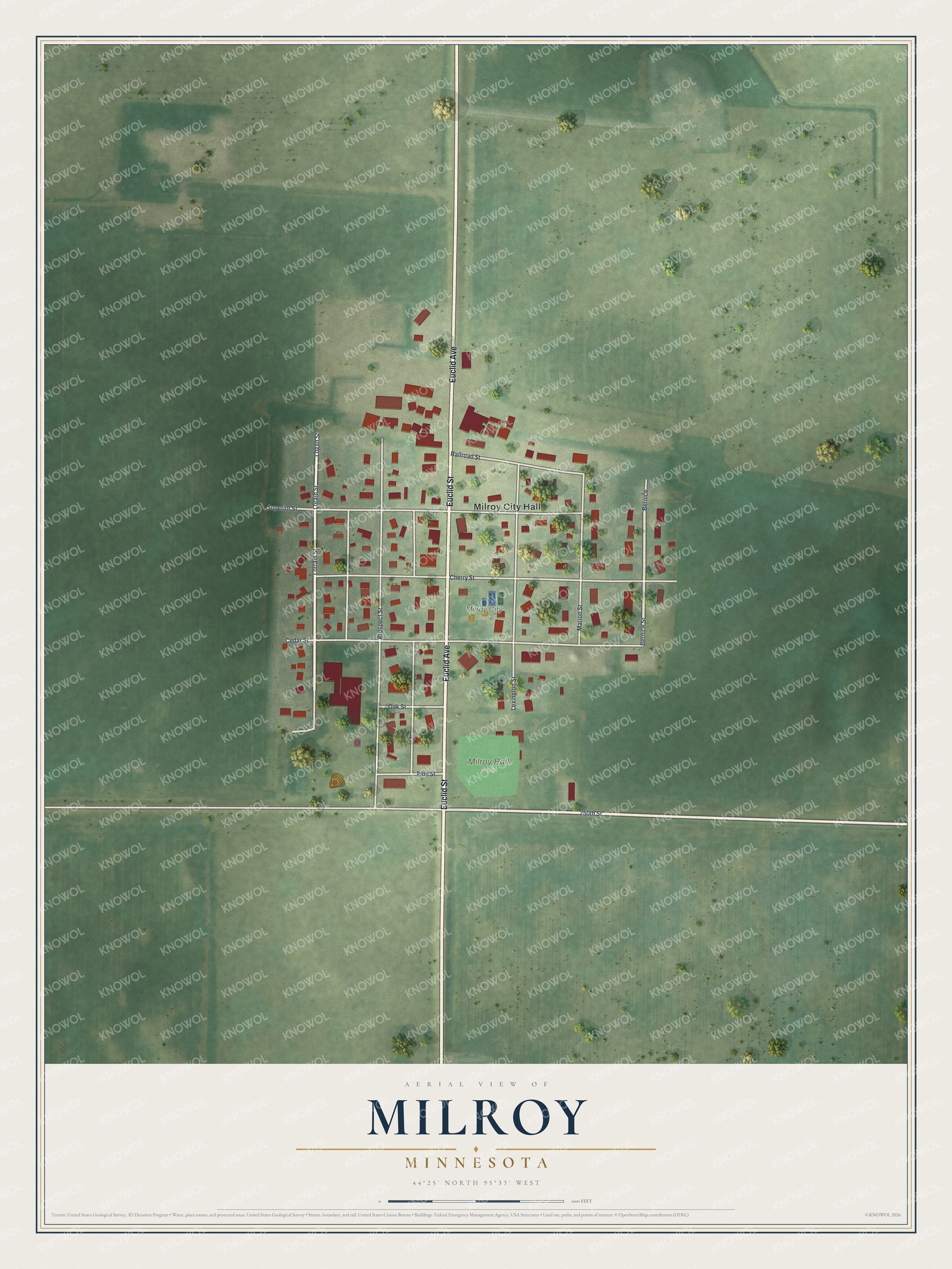 Watermarked full-map preview of Milroy, Minnesota