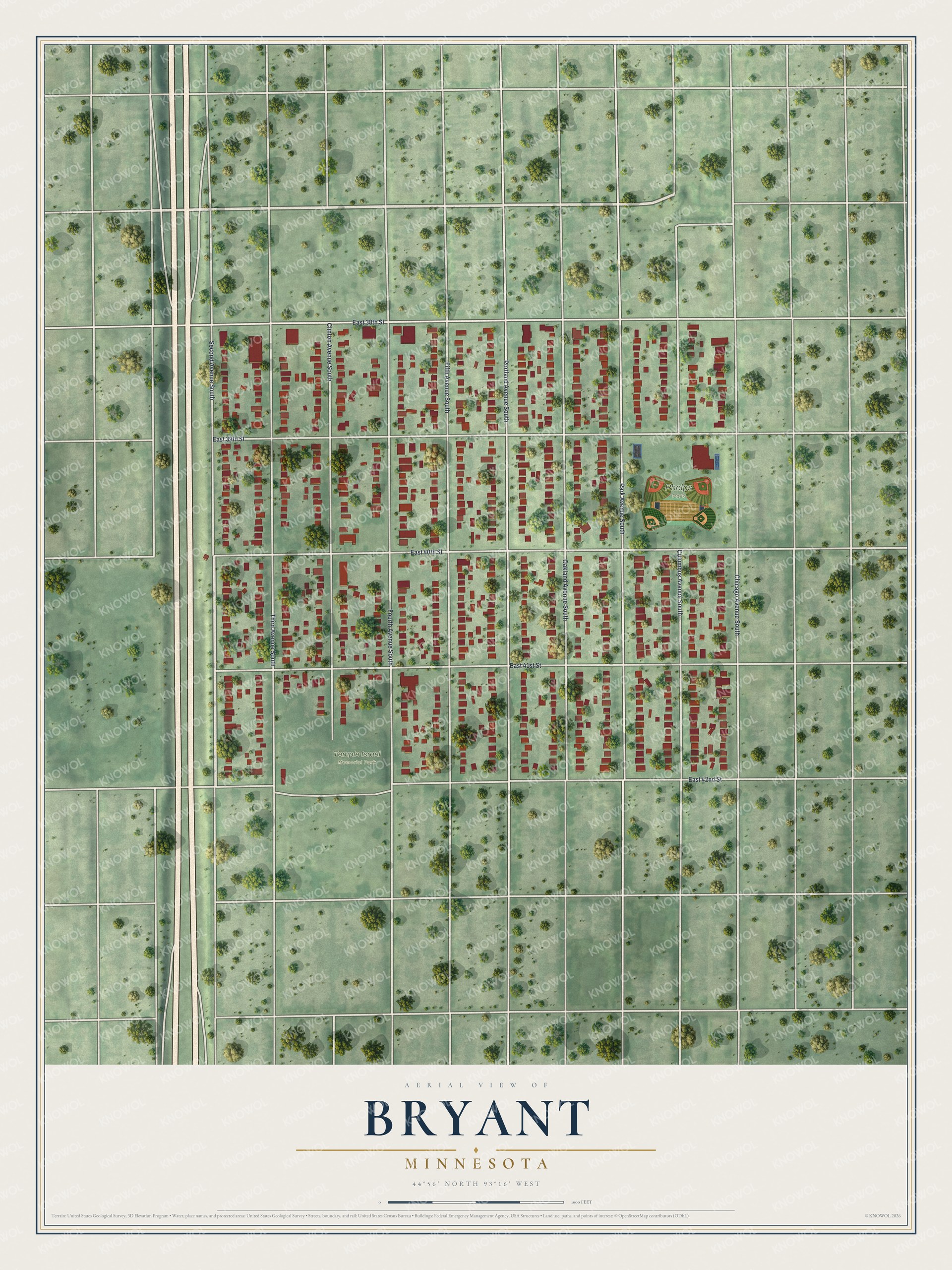 Watermarked full-map preview of Bryant, Minnesota