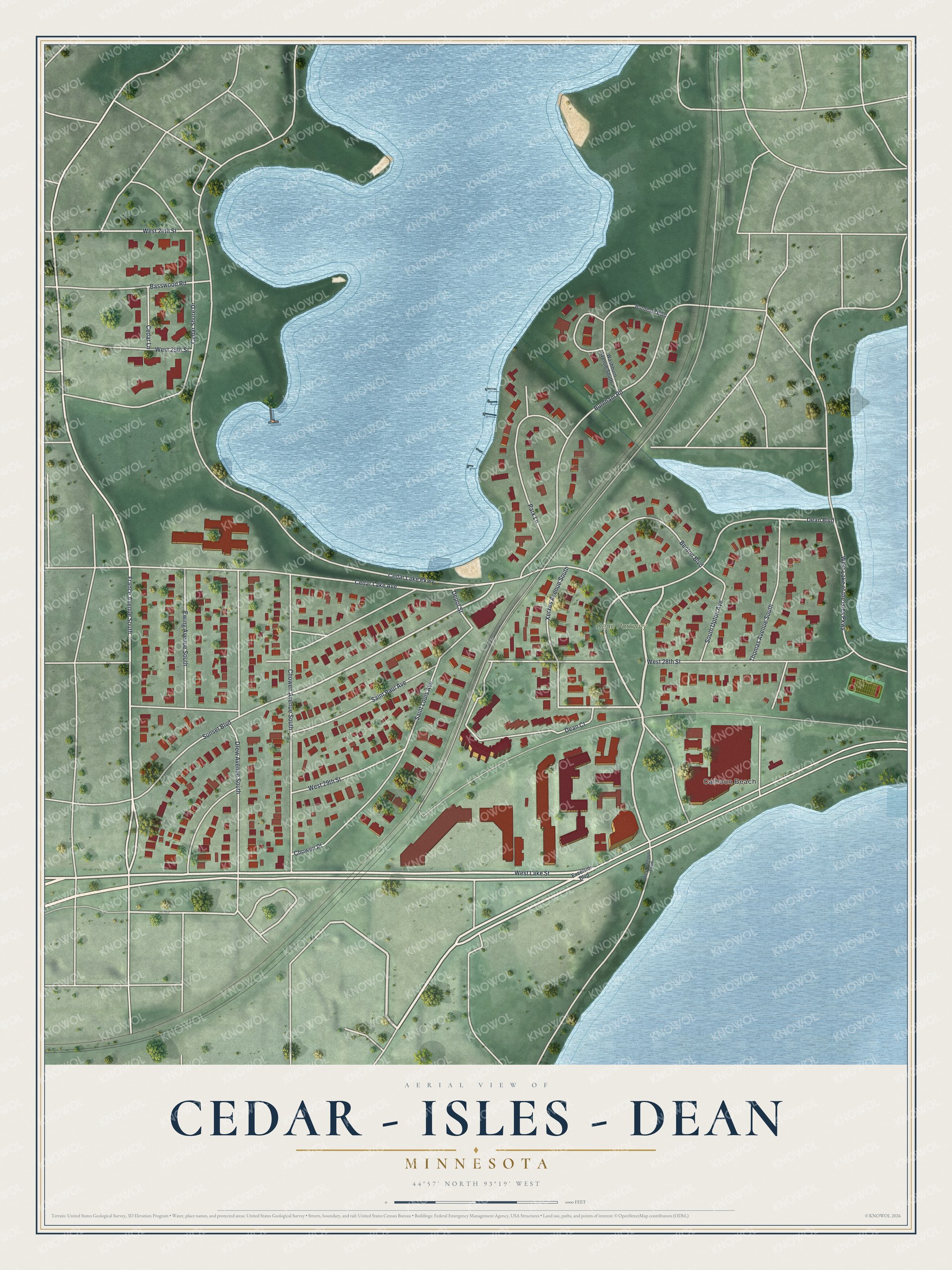 Watermarked full-map preview of Cedar - Isles - Dean, Minnesota