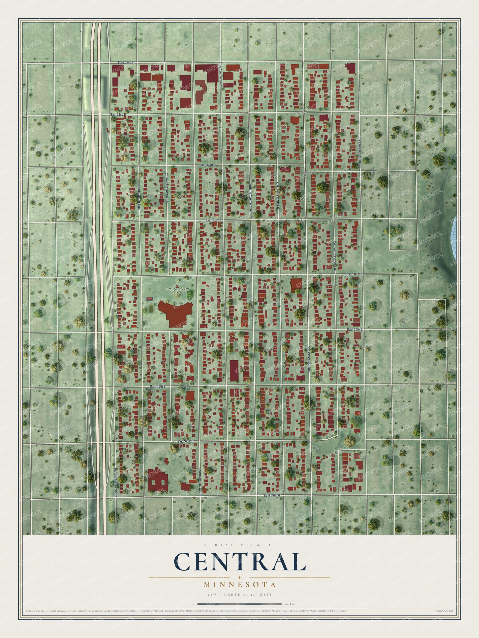 Watermarked full-map preview of Central, Minnesota