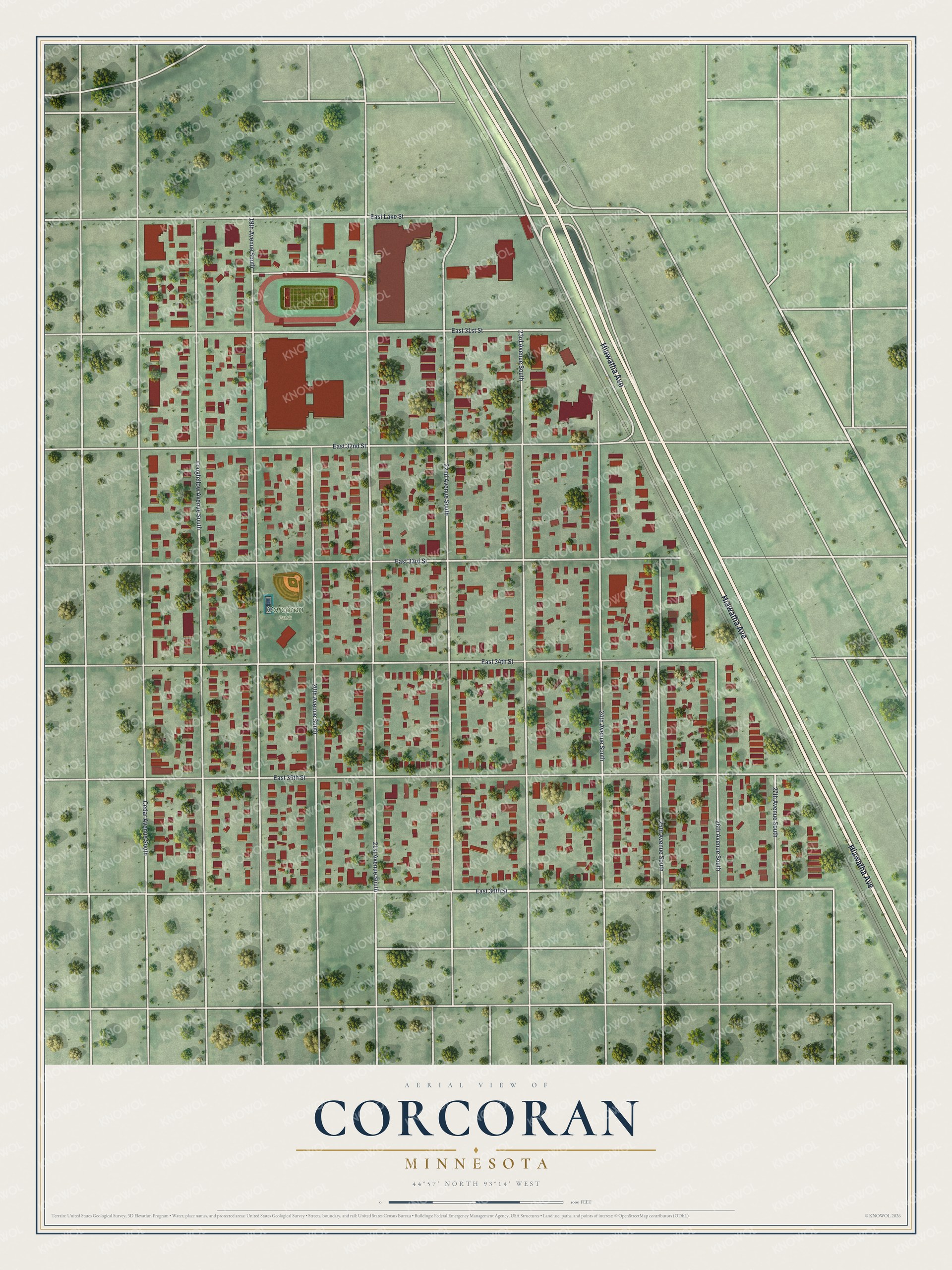Watermarked full-map preview of Corcoran, Minnesota