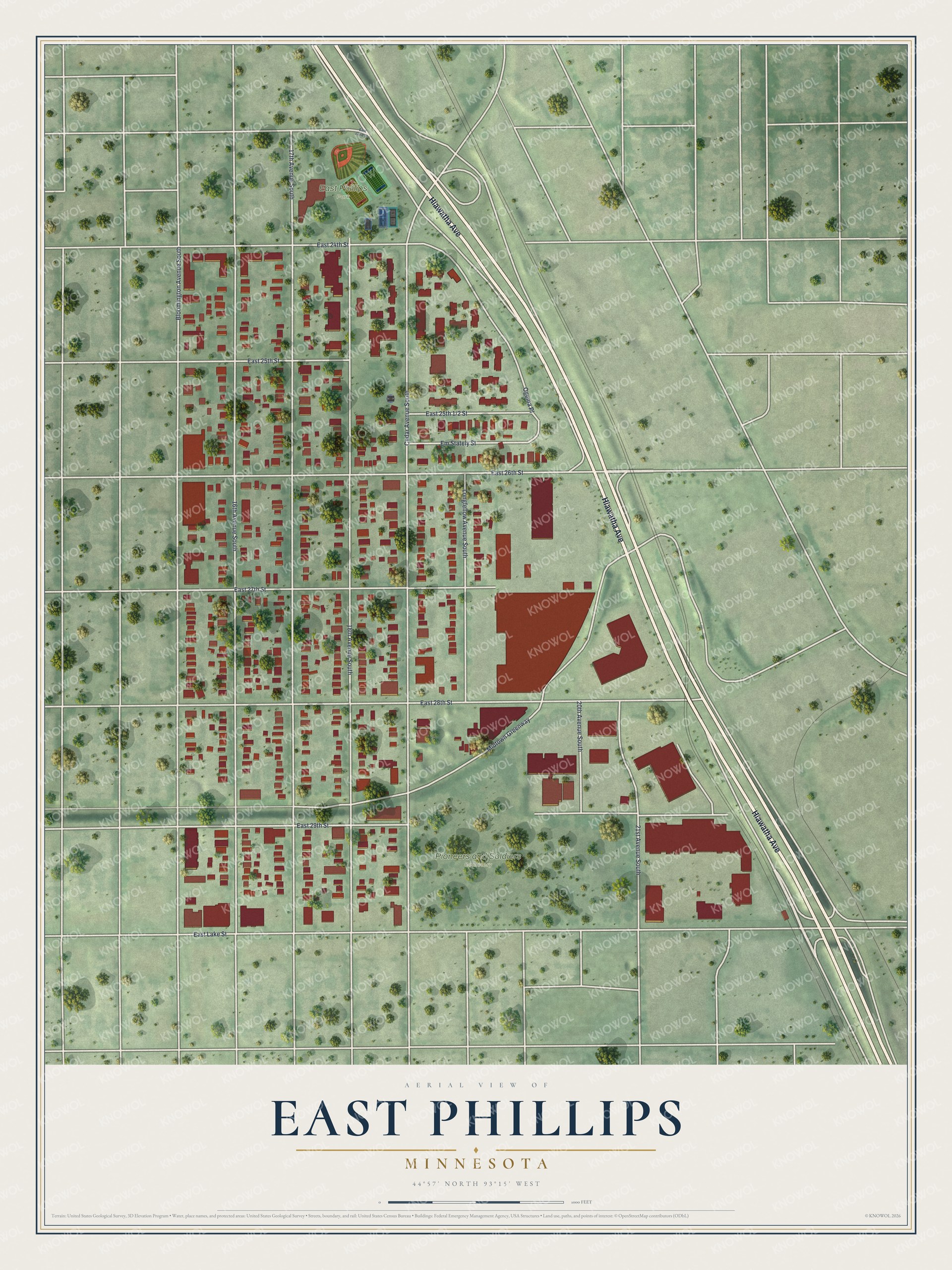 Watermarked full-map preview of East Phillips, Minnesota