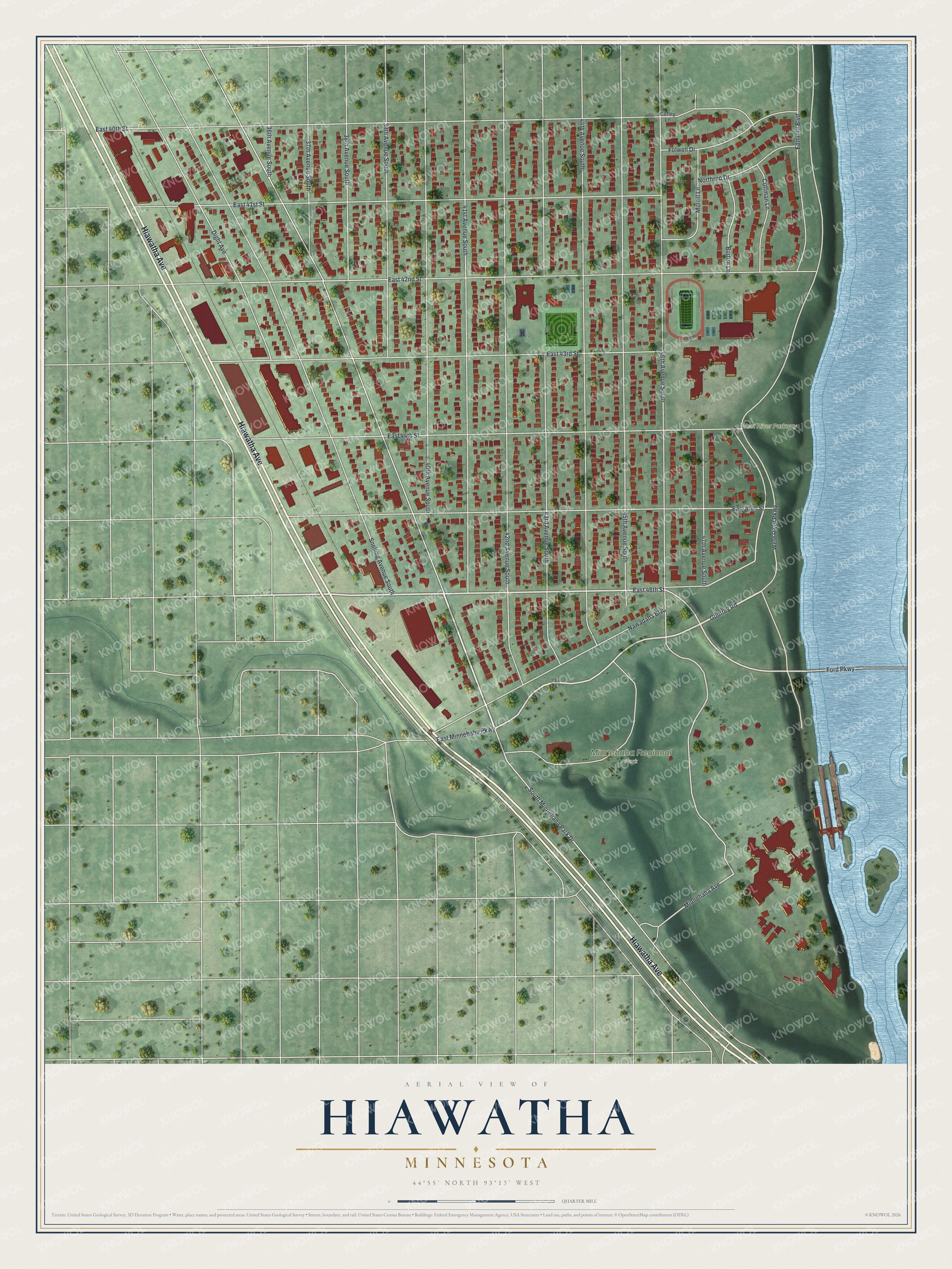 Watermarked full-map preview of Hiawatha, Minnesota
