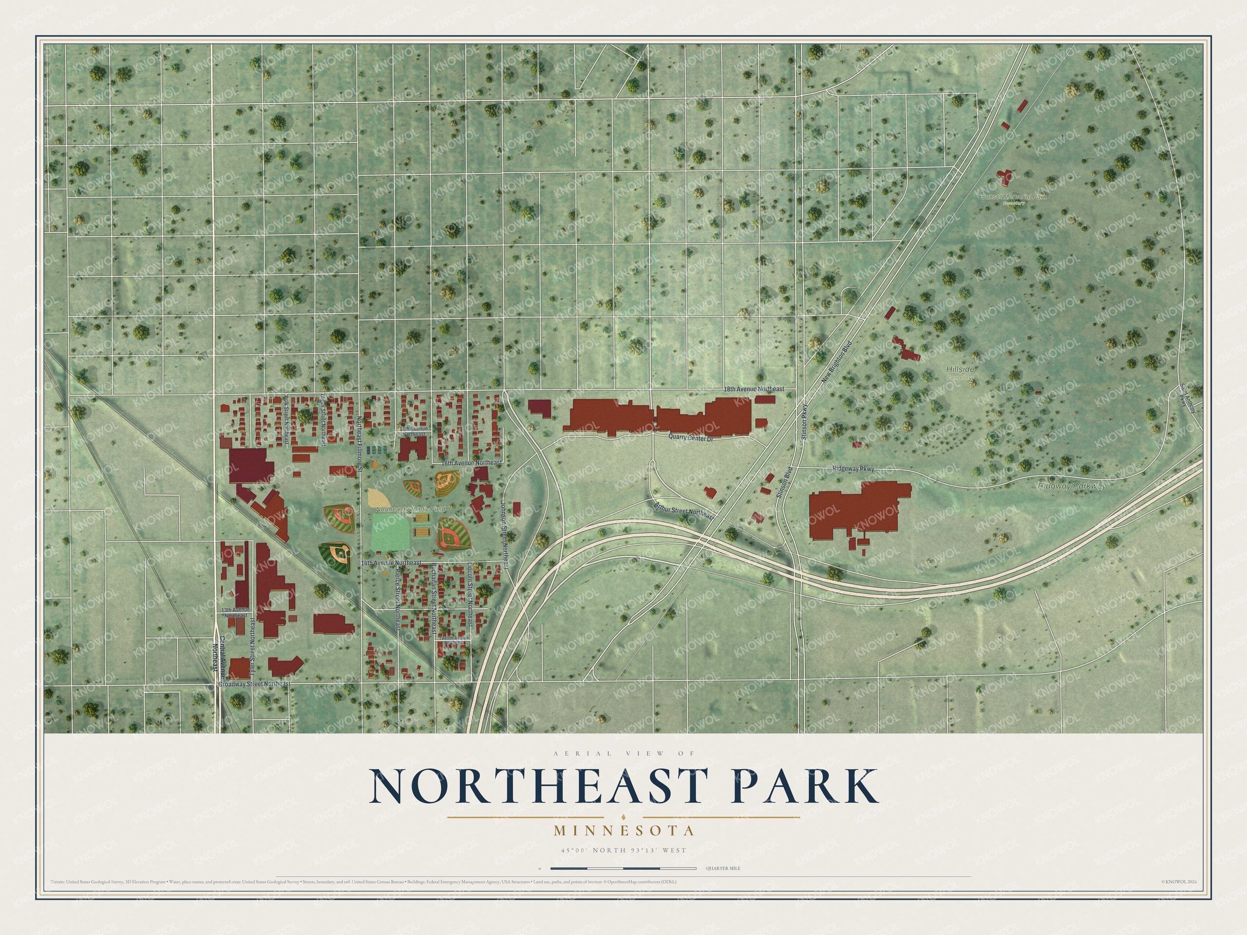 Watermarked full-map preview of Northeast Park, Minnesota
