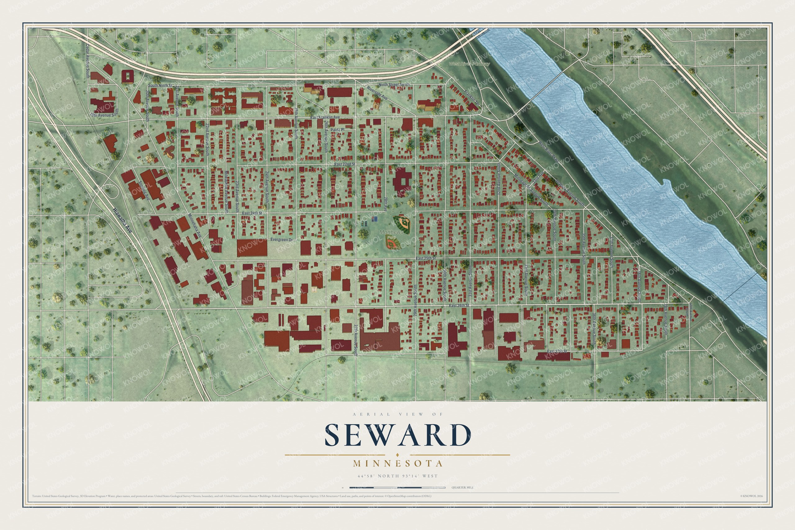 Watermarked full-map preview of Seward, Minnesota