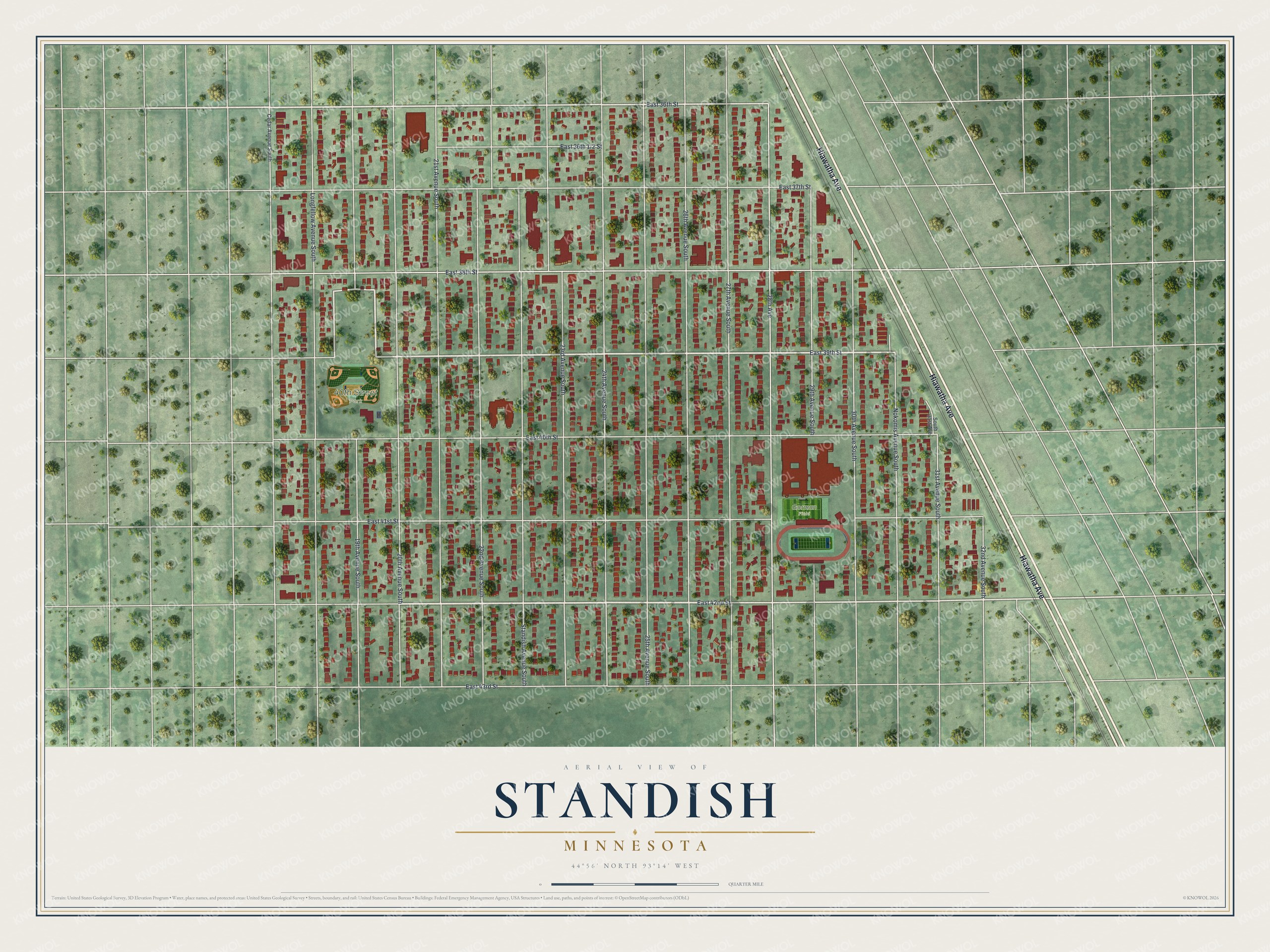 Watermarked full-map preview of Standish, Minnesota