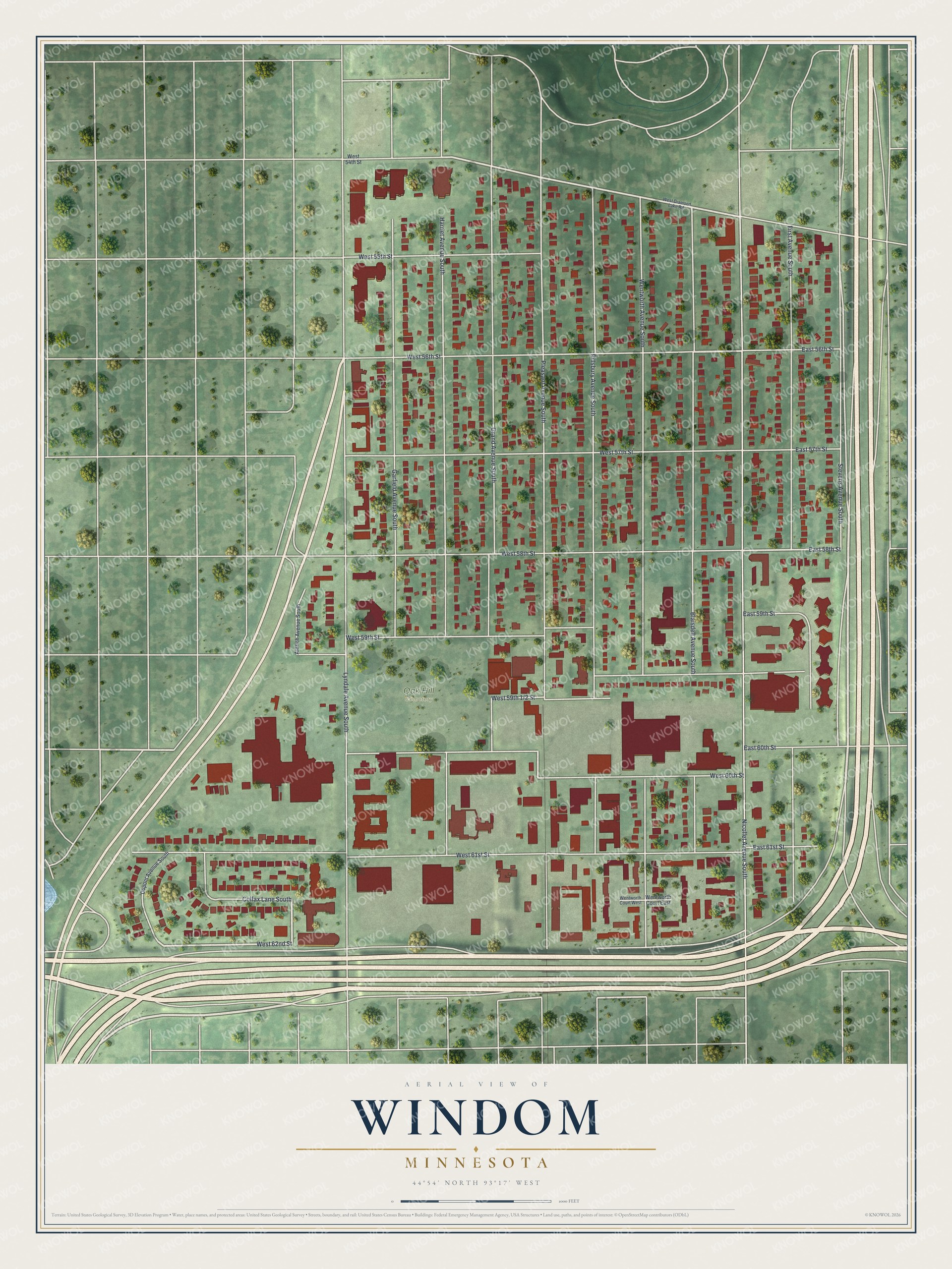 Watermarked full-map preview of Windom, Minnesota