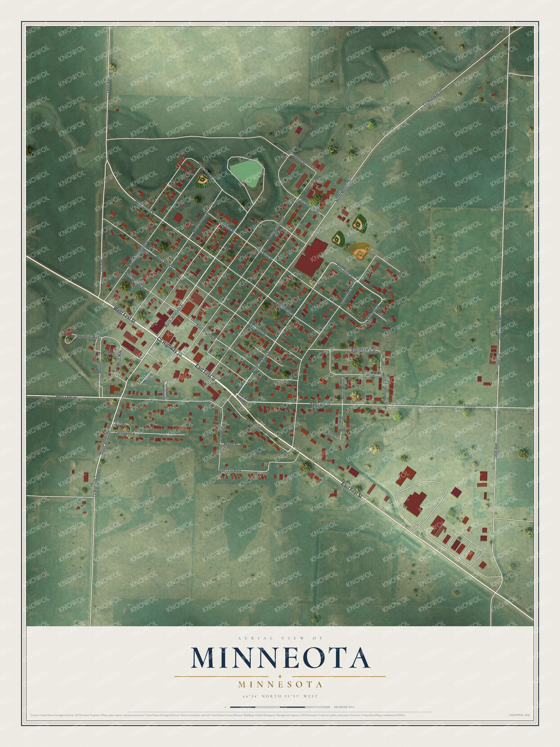 Watermarked full-map preview of Minneota, Minnesota