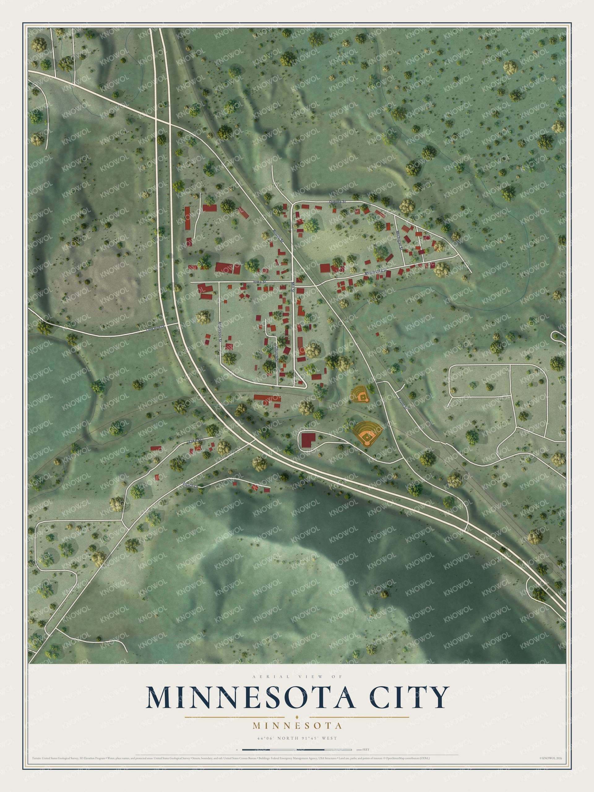Watermarked full-map preview of Minnesota City, Minnesota