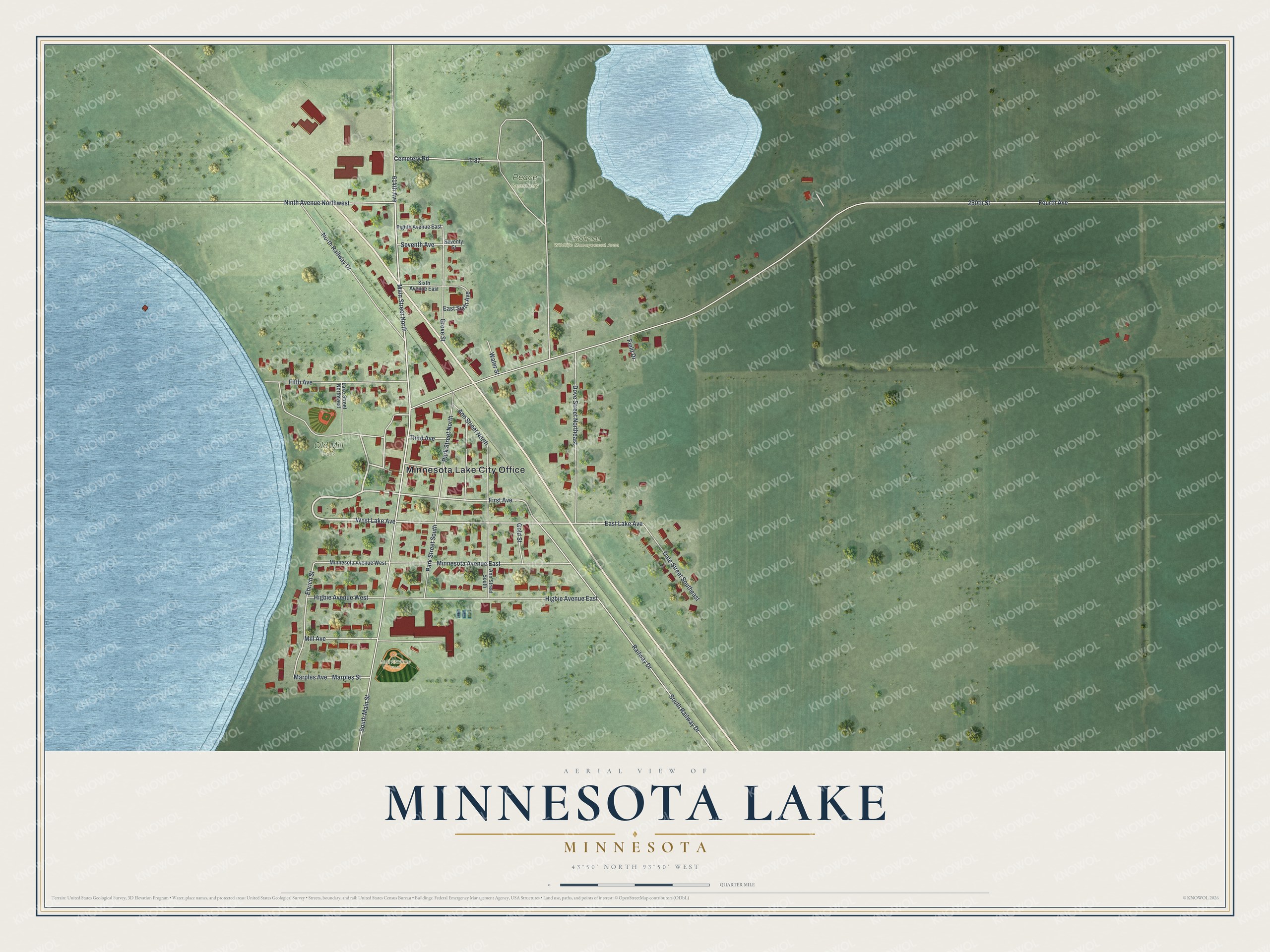 Watermarked full-map preview of Minnesota Lake, Minnesota