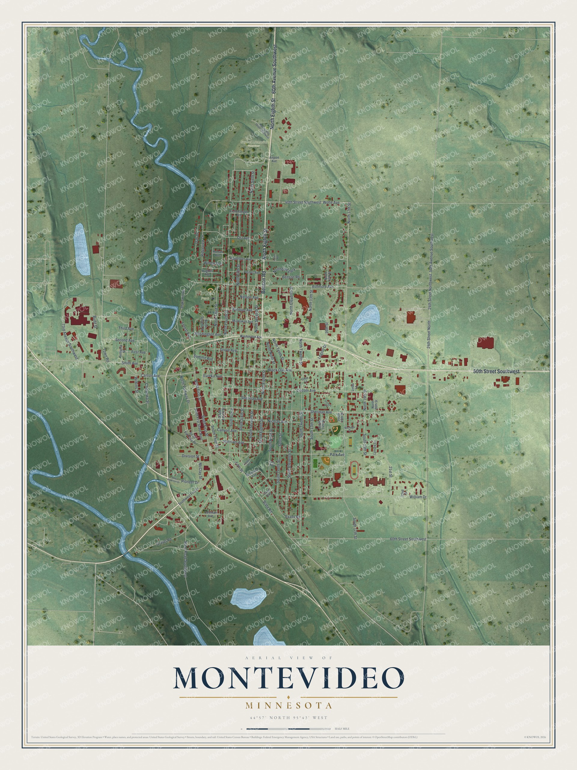 Watermarked full-map preview of Montevideo, Minnesota