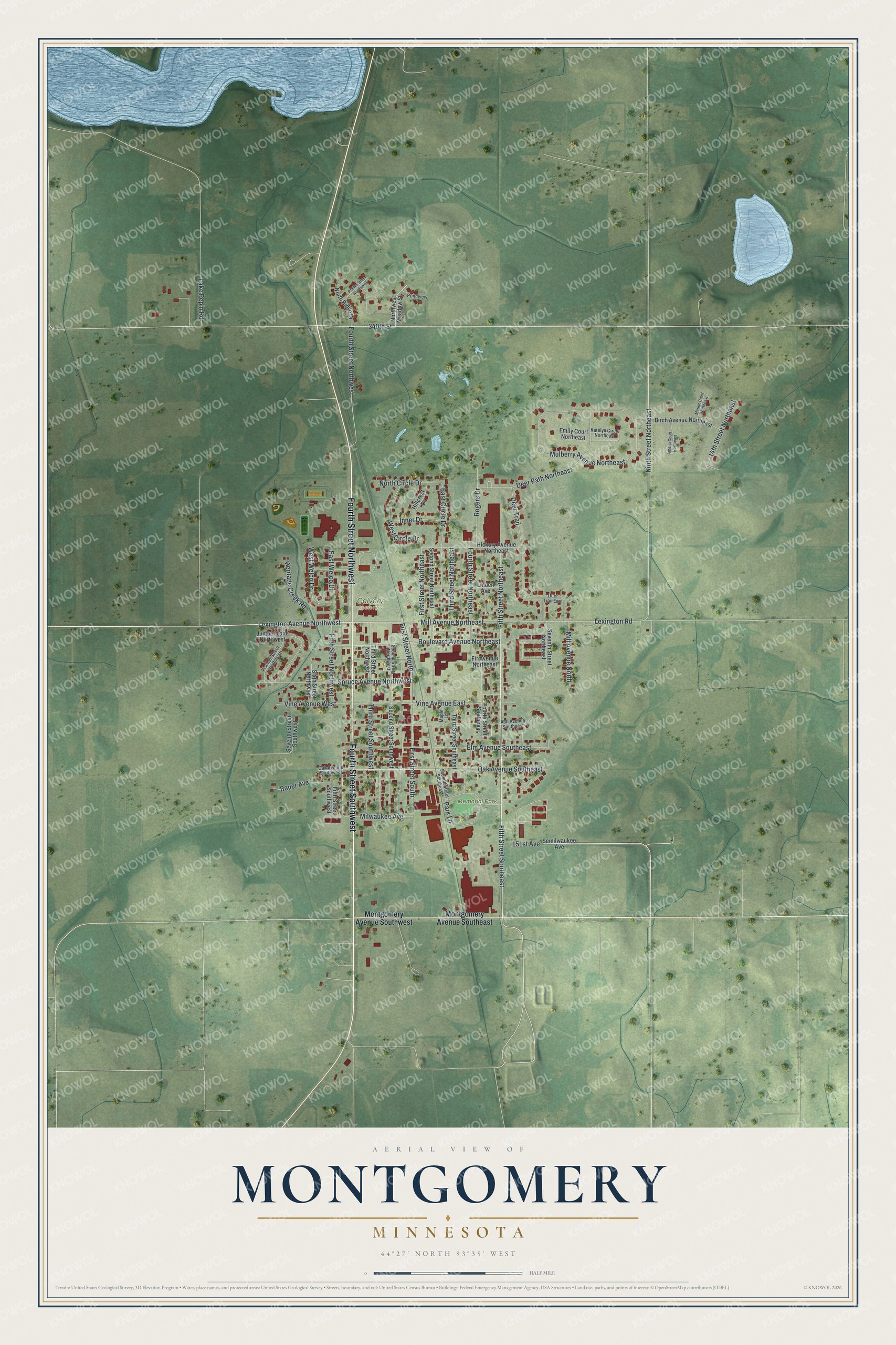 Watermarked full-map preview of Montgomery, Minnesota