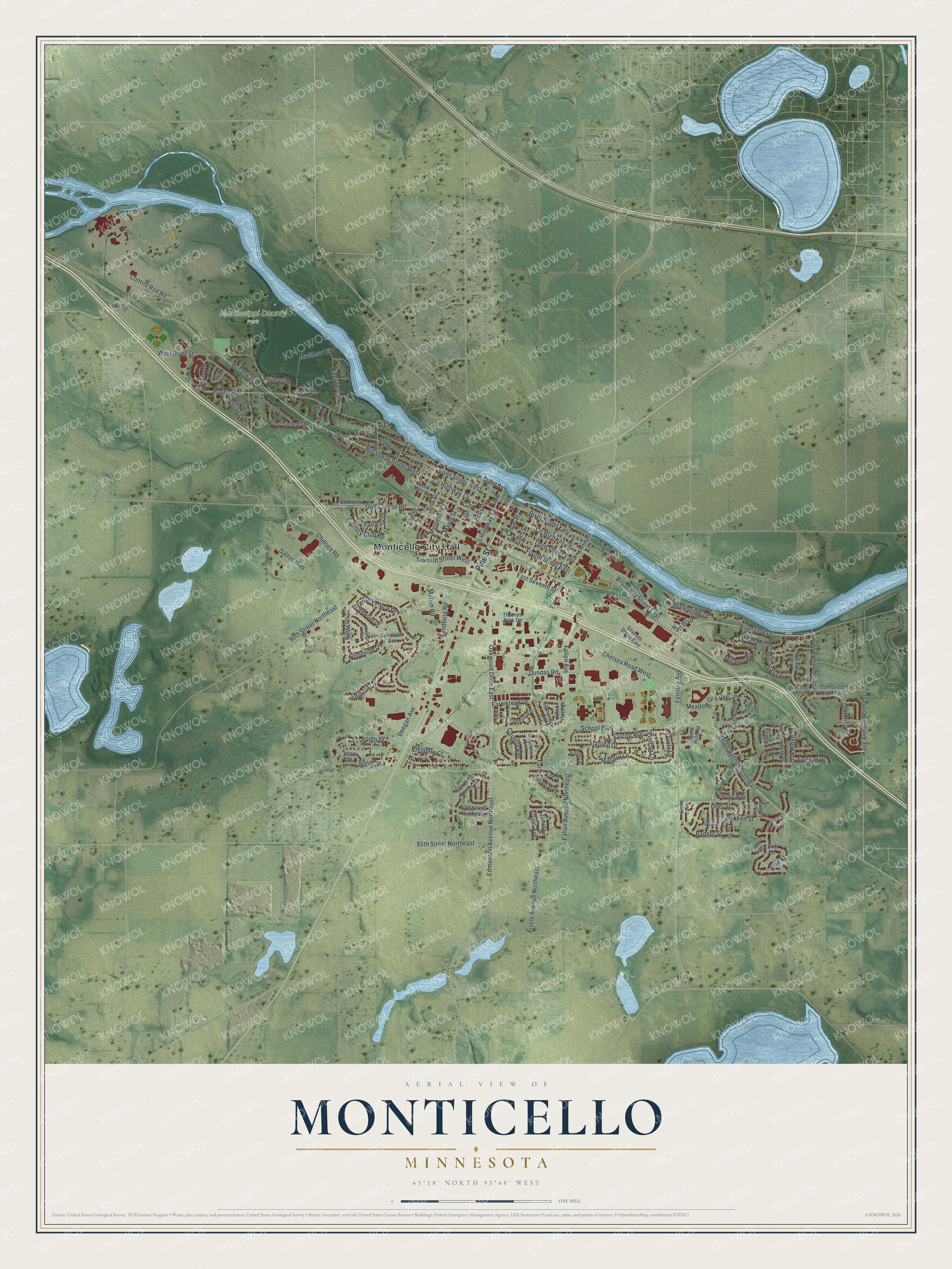 Watermarked full-map preview of Monticello, Minnesota