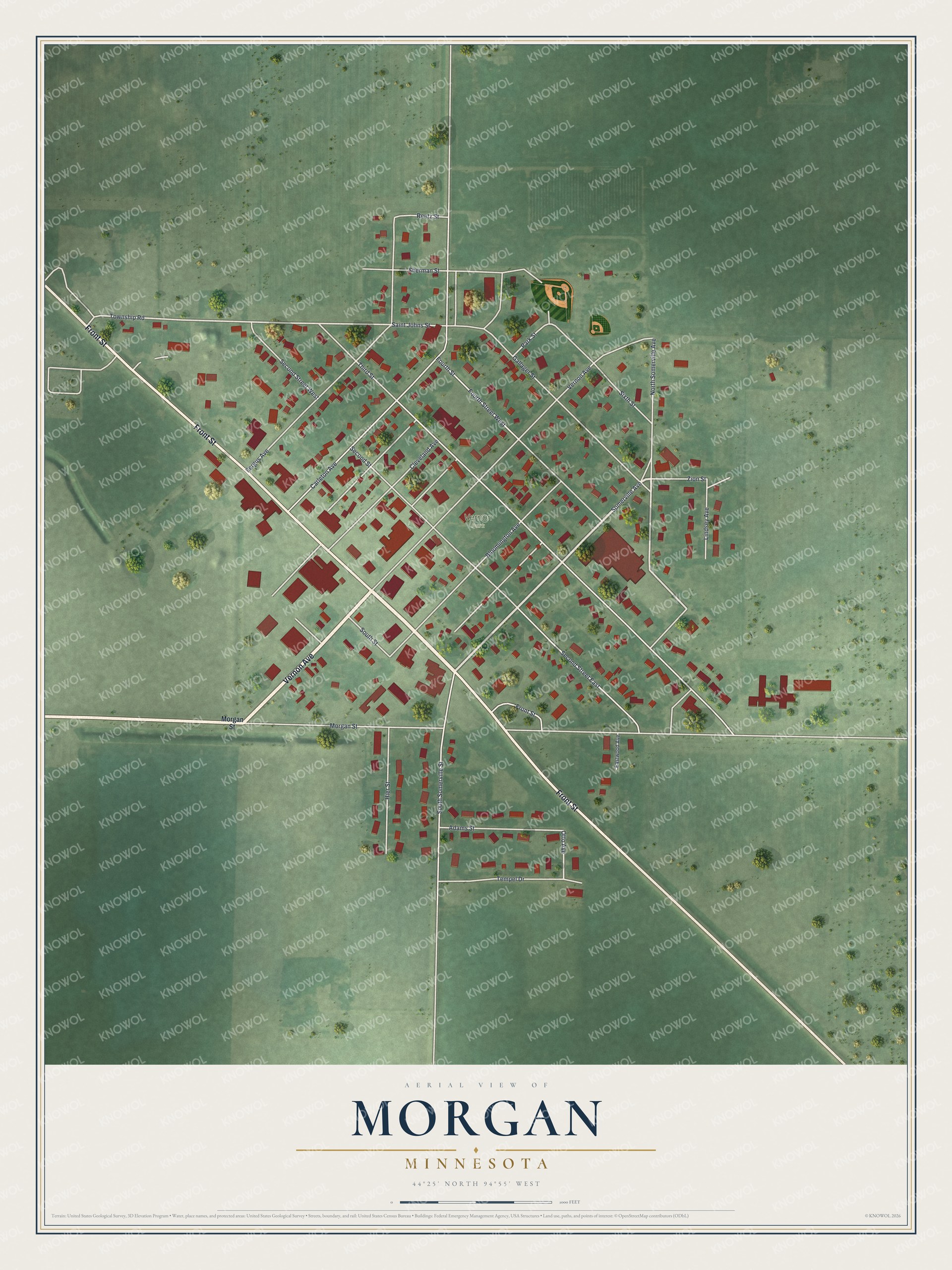 Watermarked full-map preview of Morgan, Minnesota