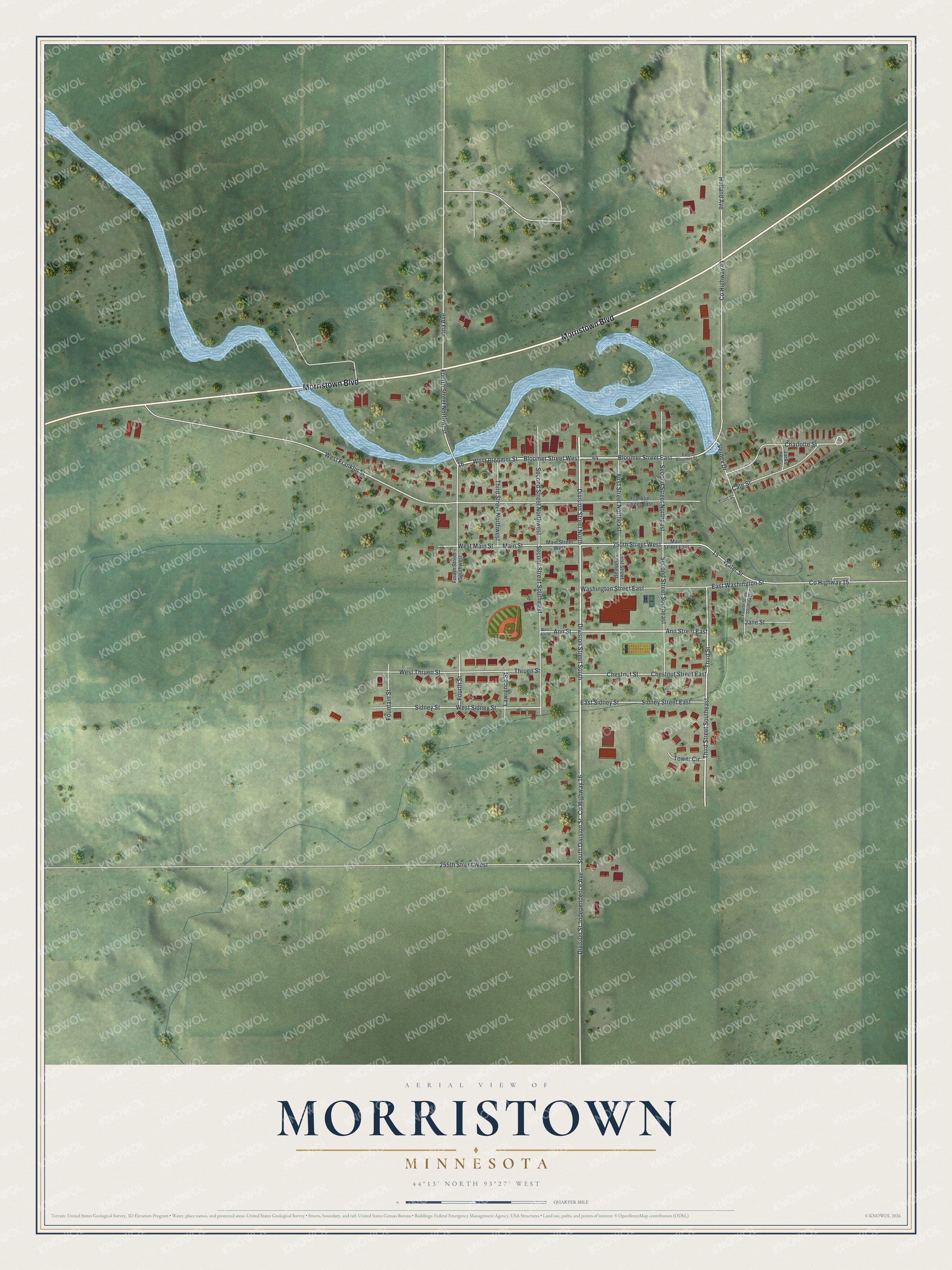 Watermarked full-map preview of Morristown, Minnesota