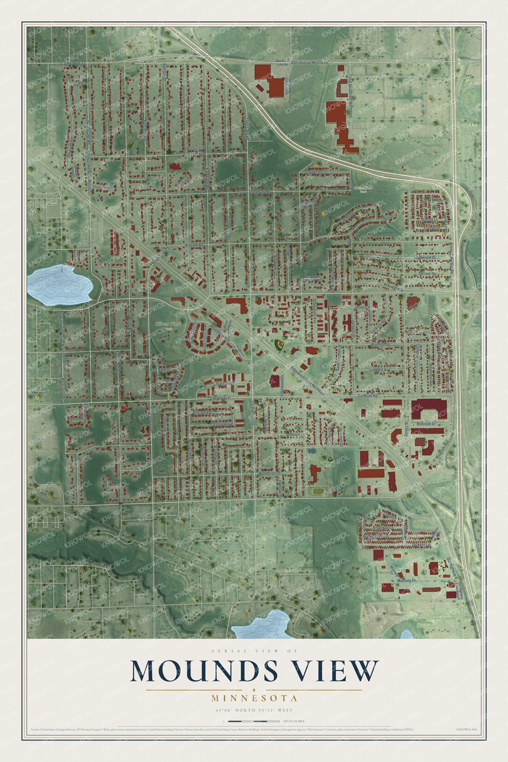 Watermarked full-map preview of Mounds View, Minnesota