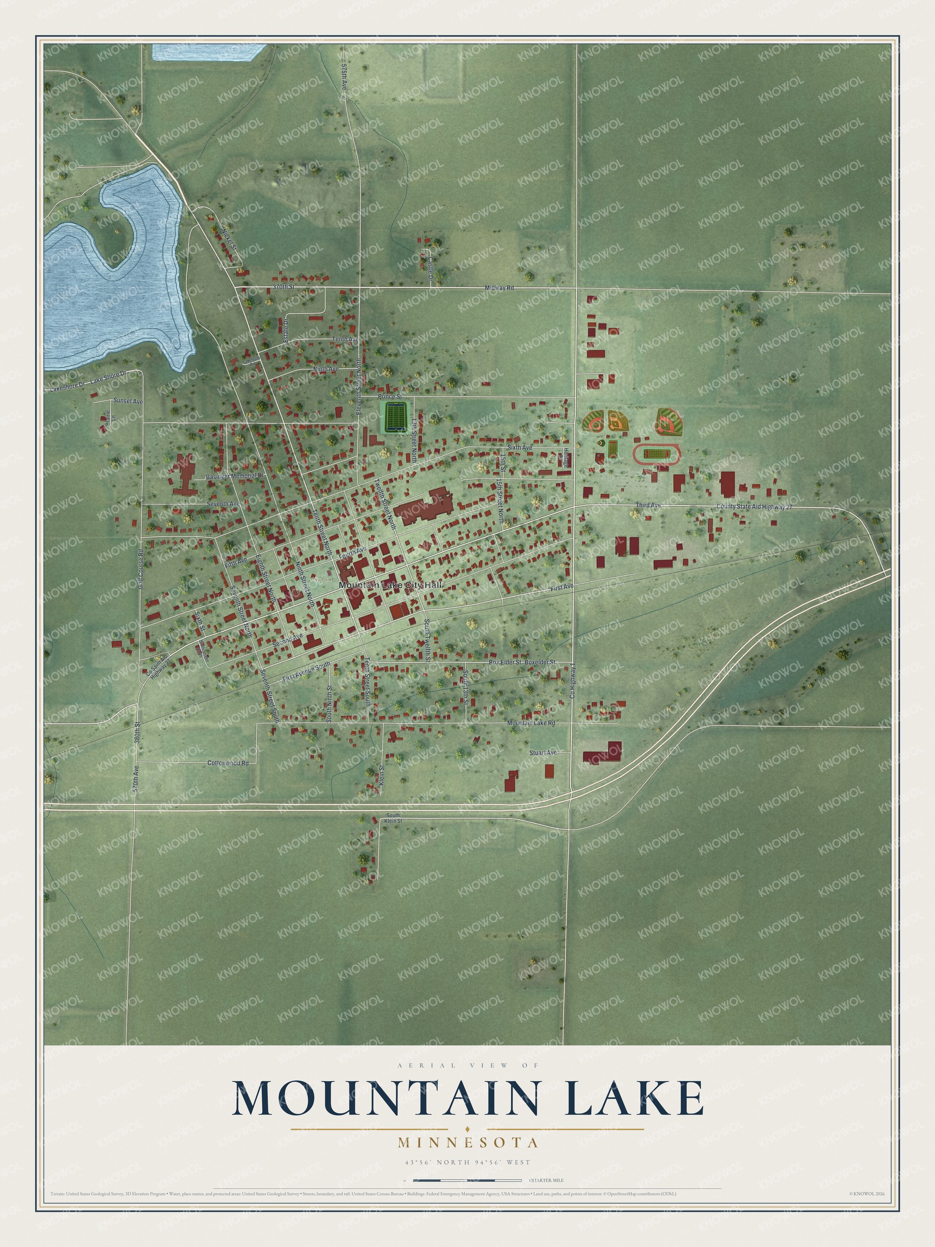 Watermarked full-map preview of Mountain Lake, Minnesota