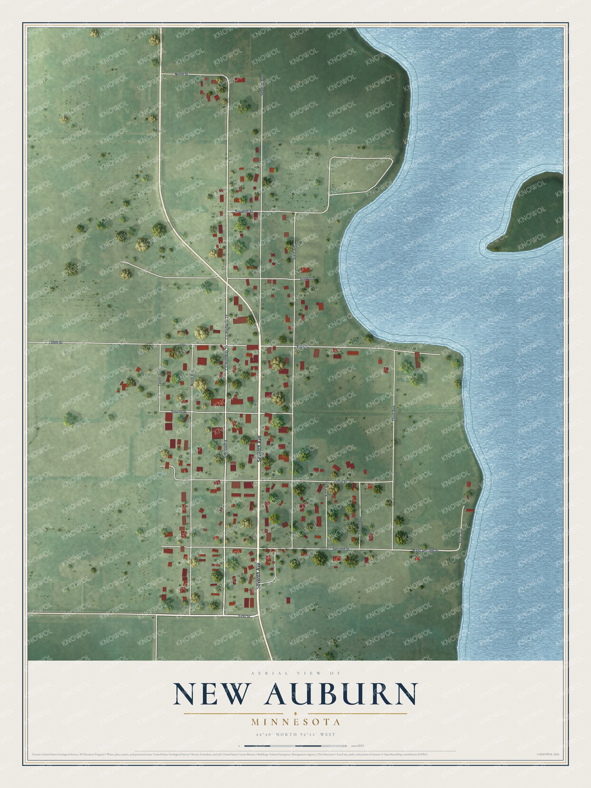 Watermarked full-map preview of New Auburn, Minnesota