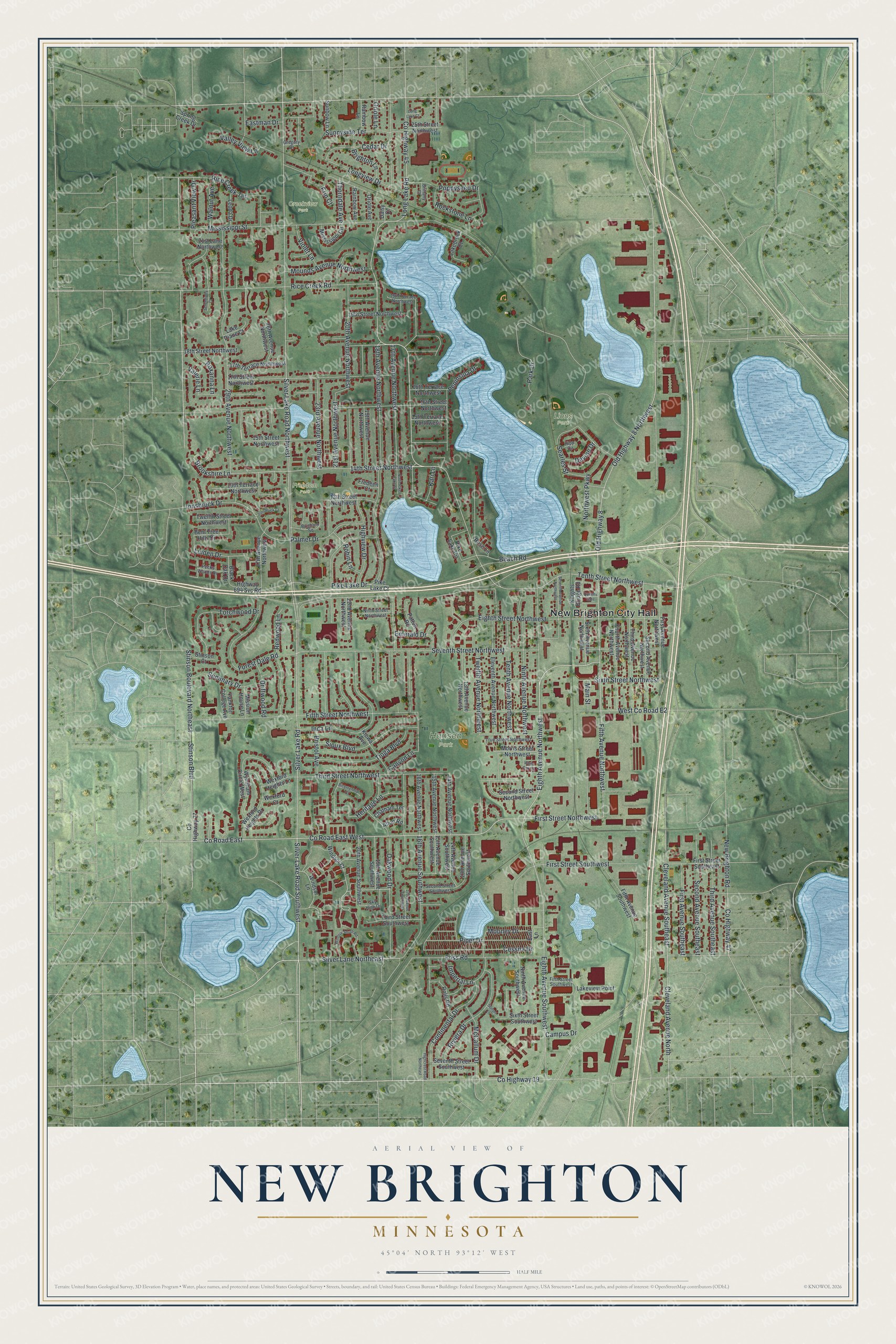 Watermarked full-map preview of New Brighton, Minnesota