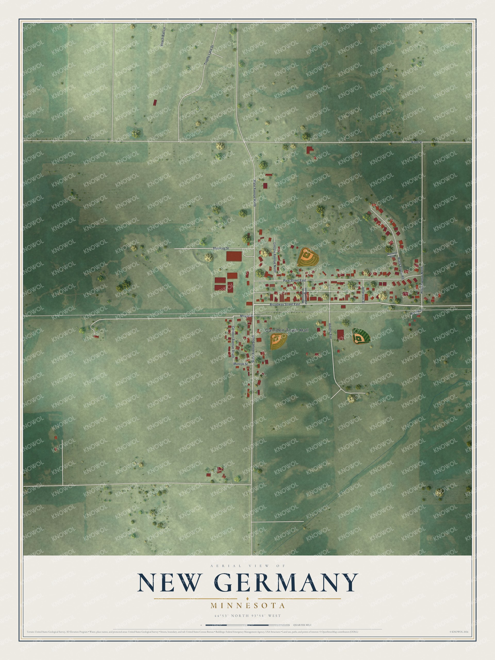 Watermarked full-map preview of New Germany, Minnesota