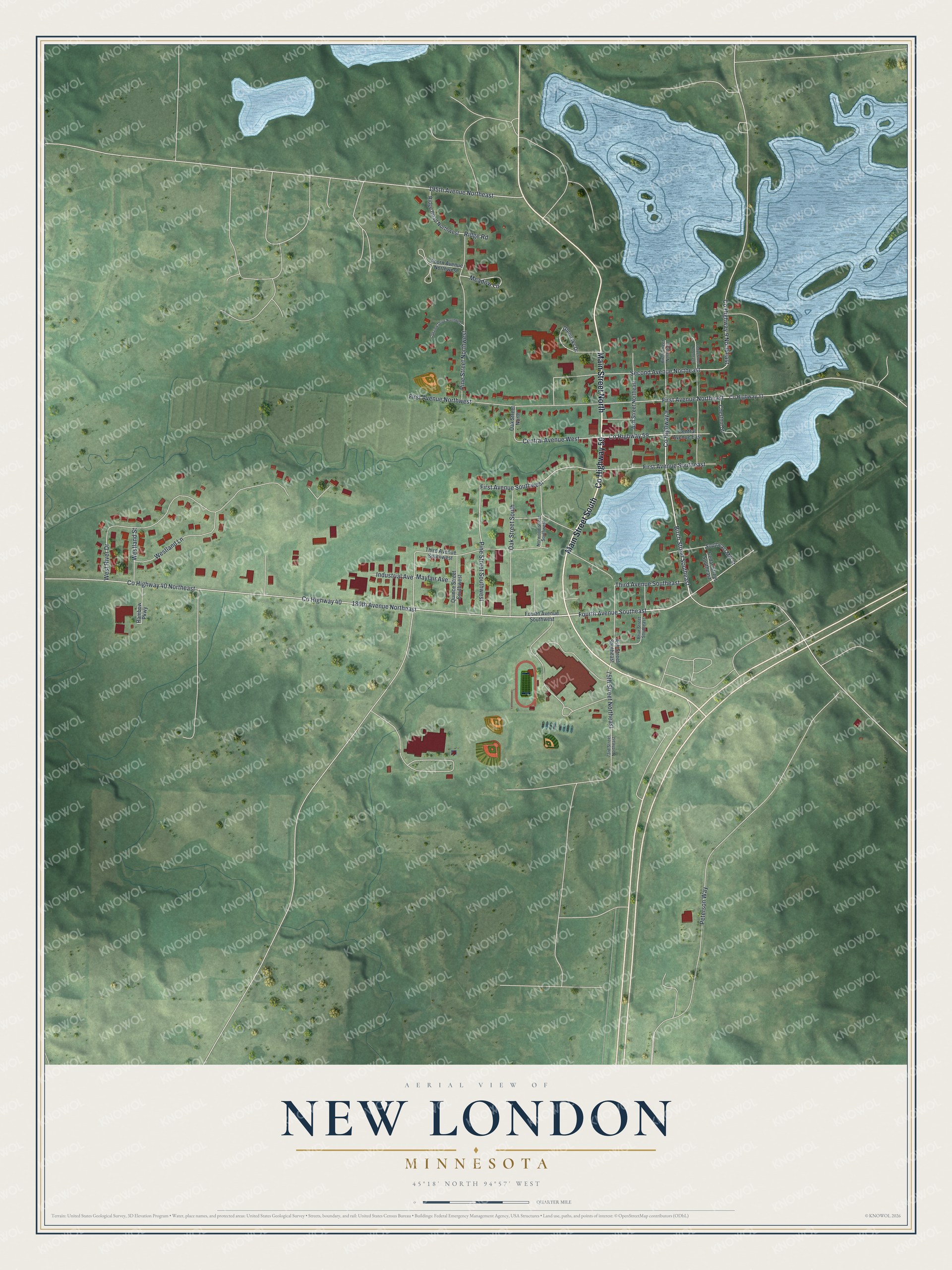 Watermarked full-map preview of New London, Minnesota