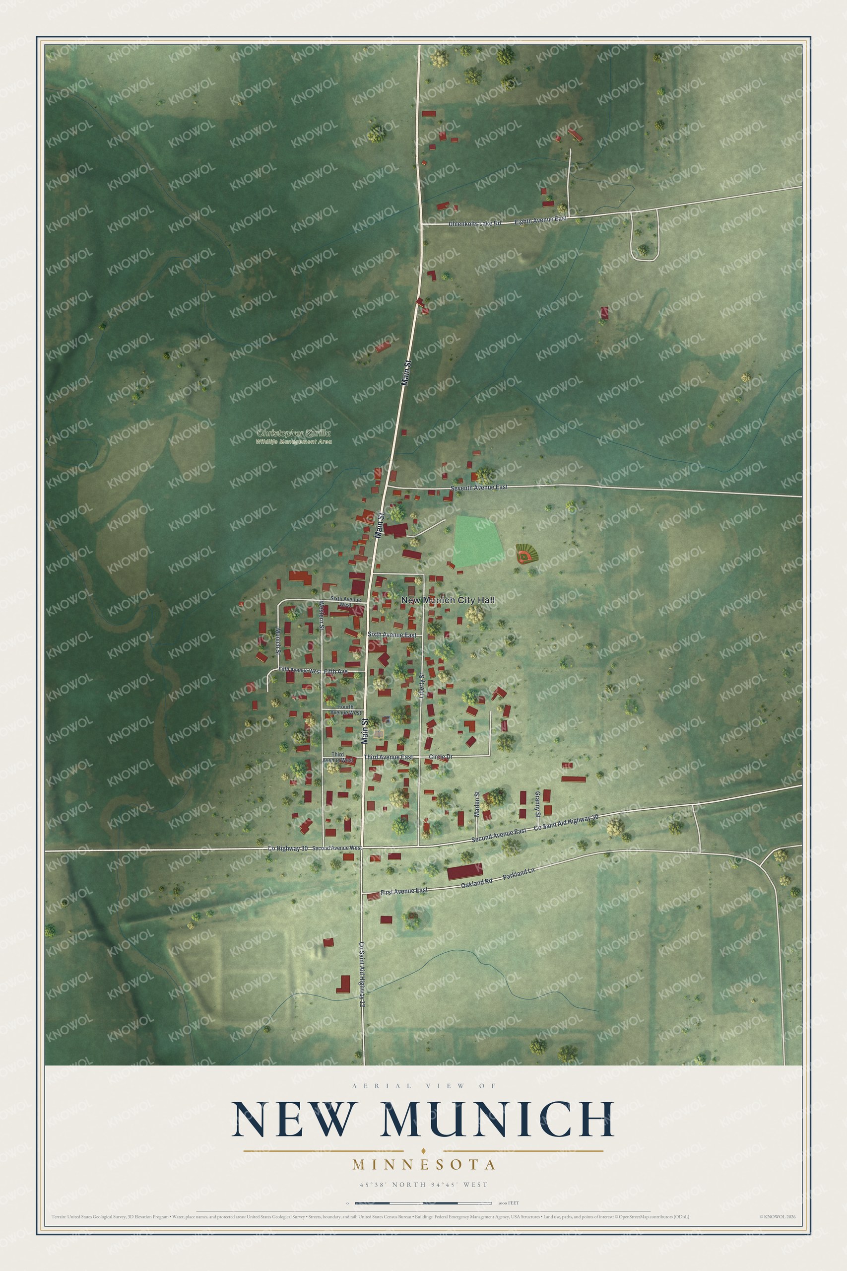 Watermarked full-map preview of New Munich, Minnesota