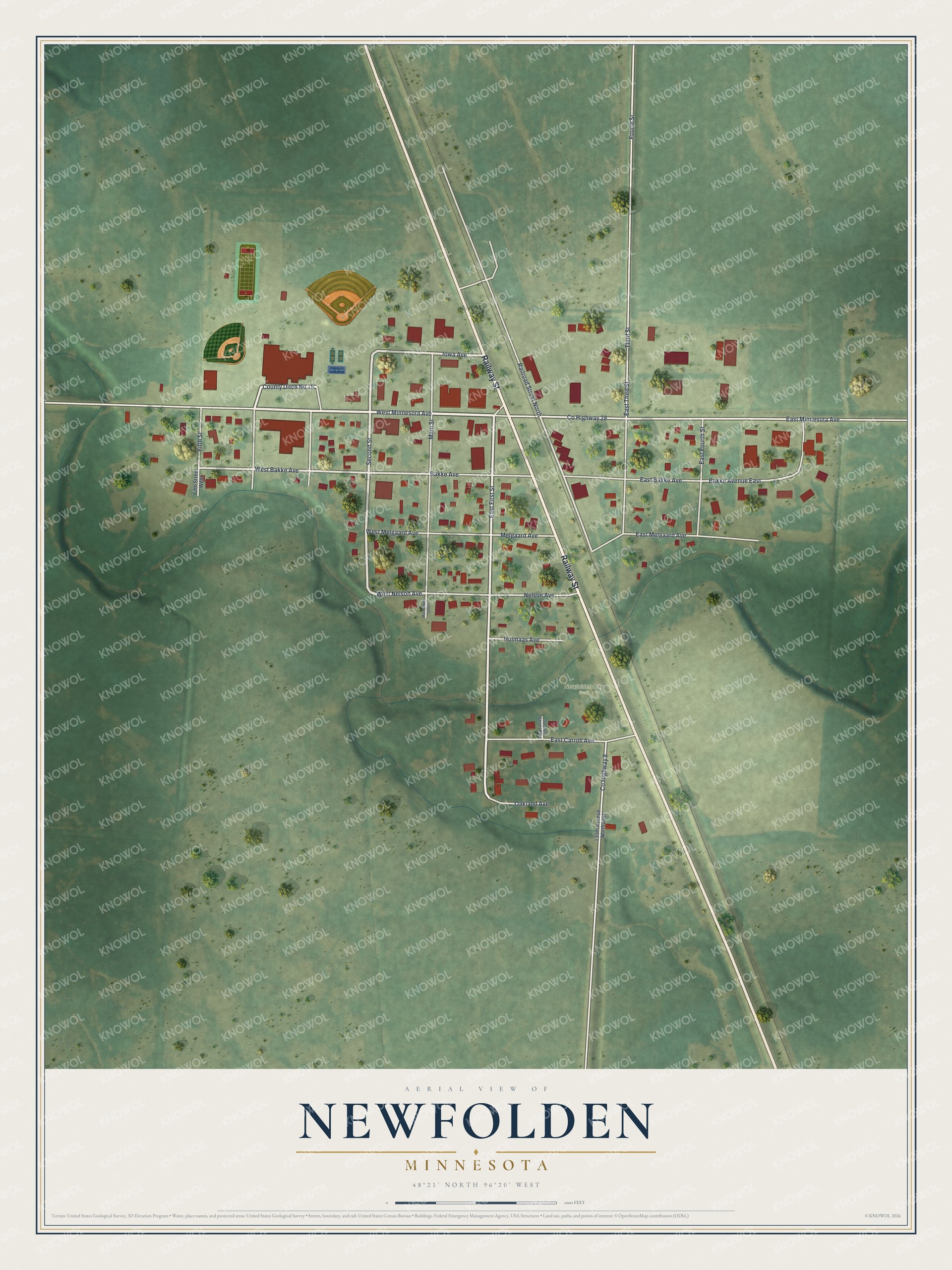 Watermarked full-map preview of Newfolden, Minnesota