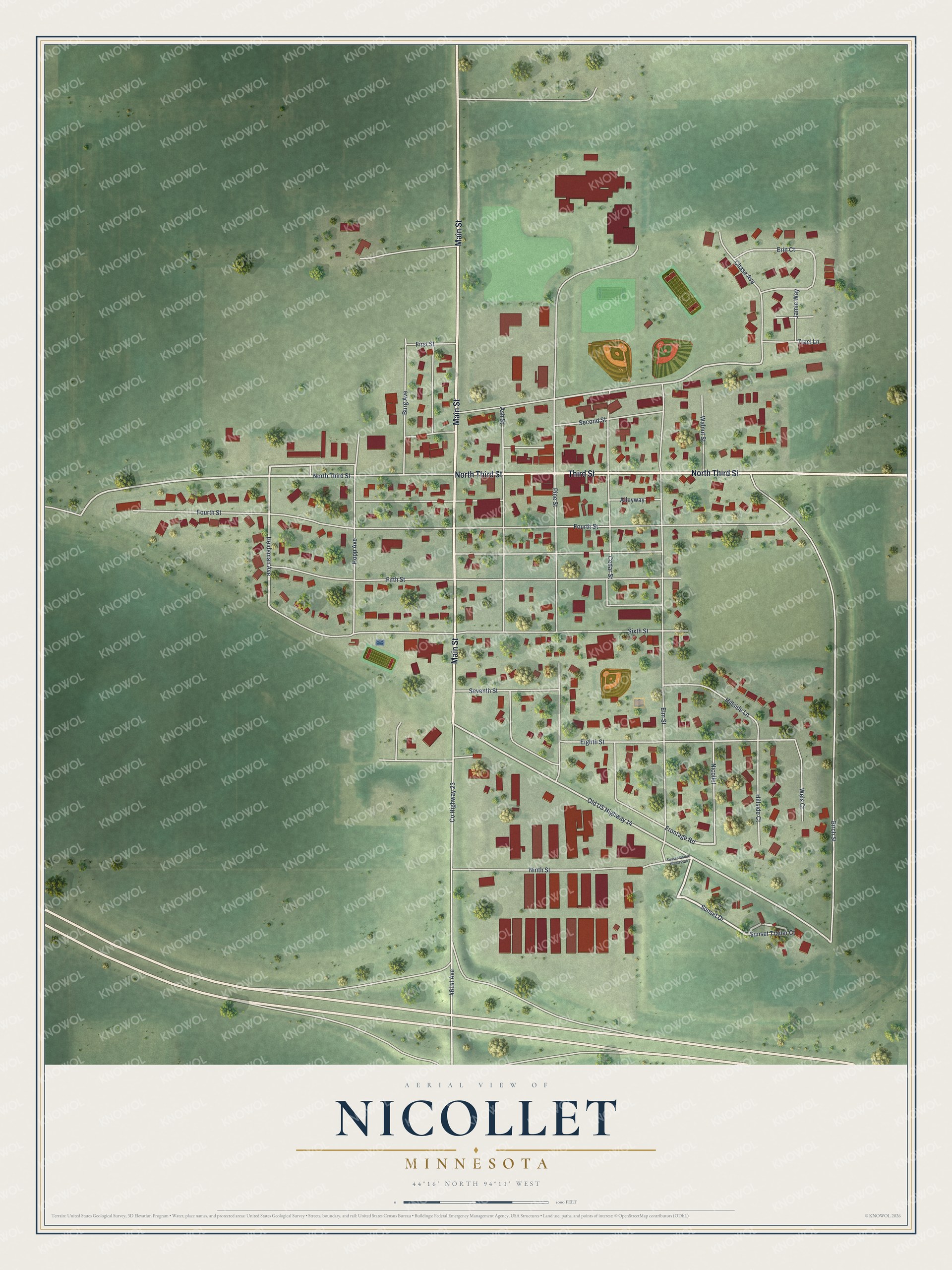 Watermarked full-map preview of Nicollet, Minnesota