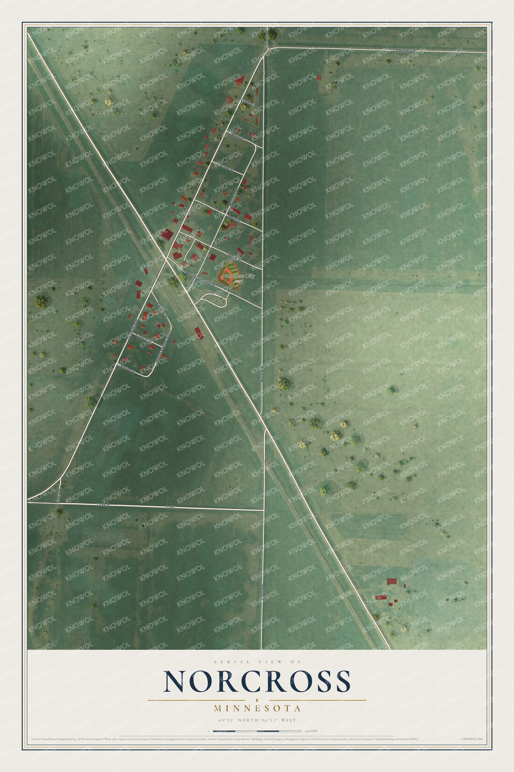 Watermarked full-map preview of Norcross, Minnesota
