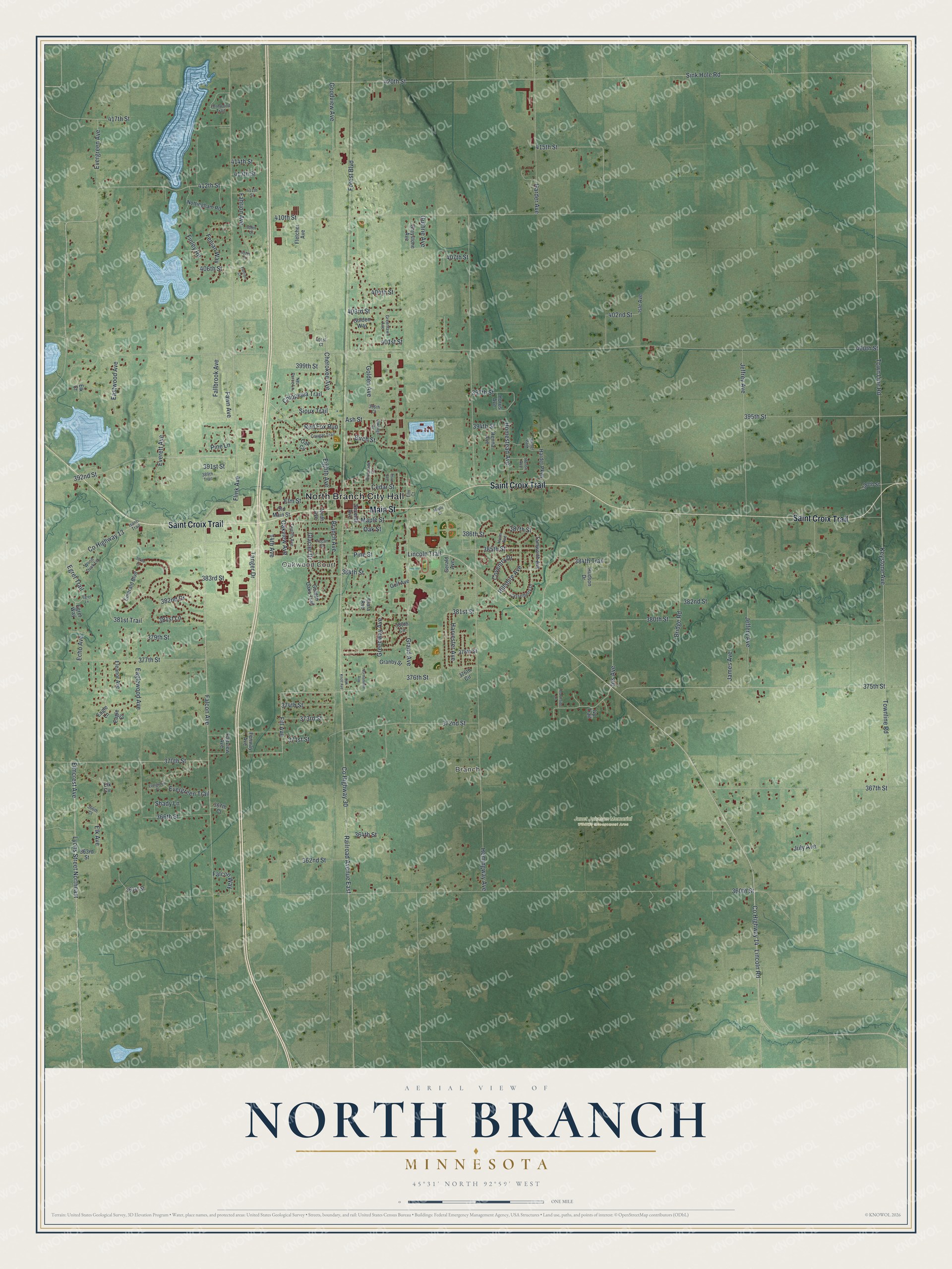 Watermarked full-map preview of North Branch, Minnesota