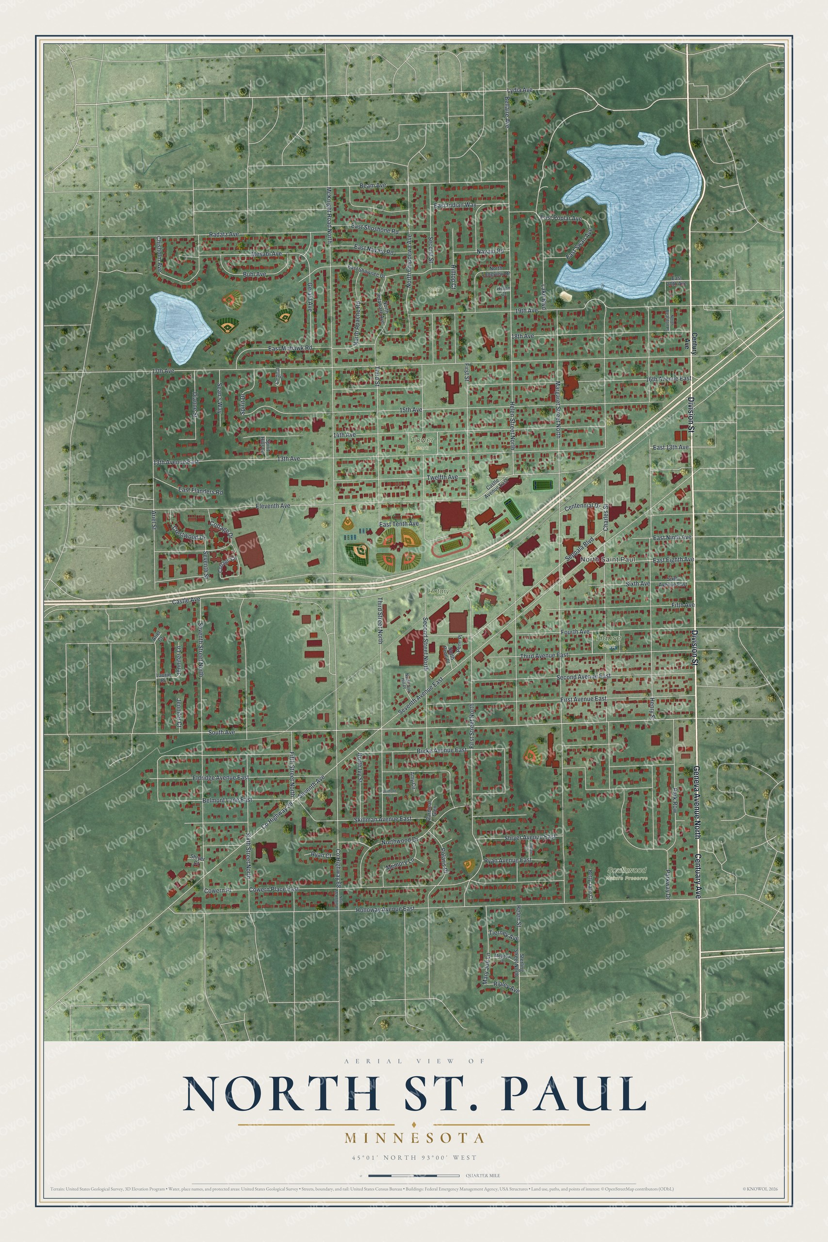 Watermarked full-map preview of North St. Paul, Minnesota