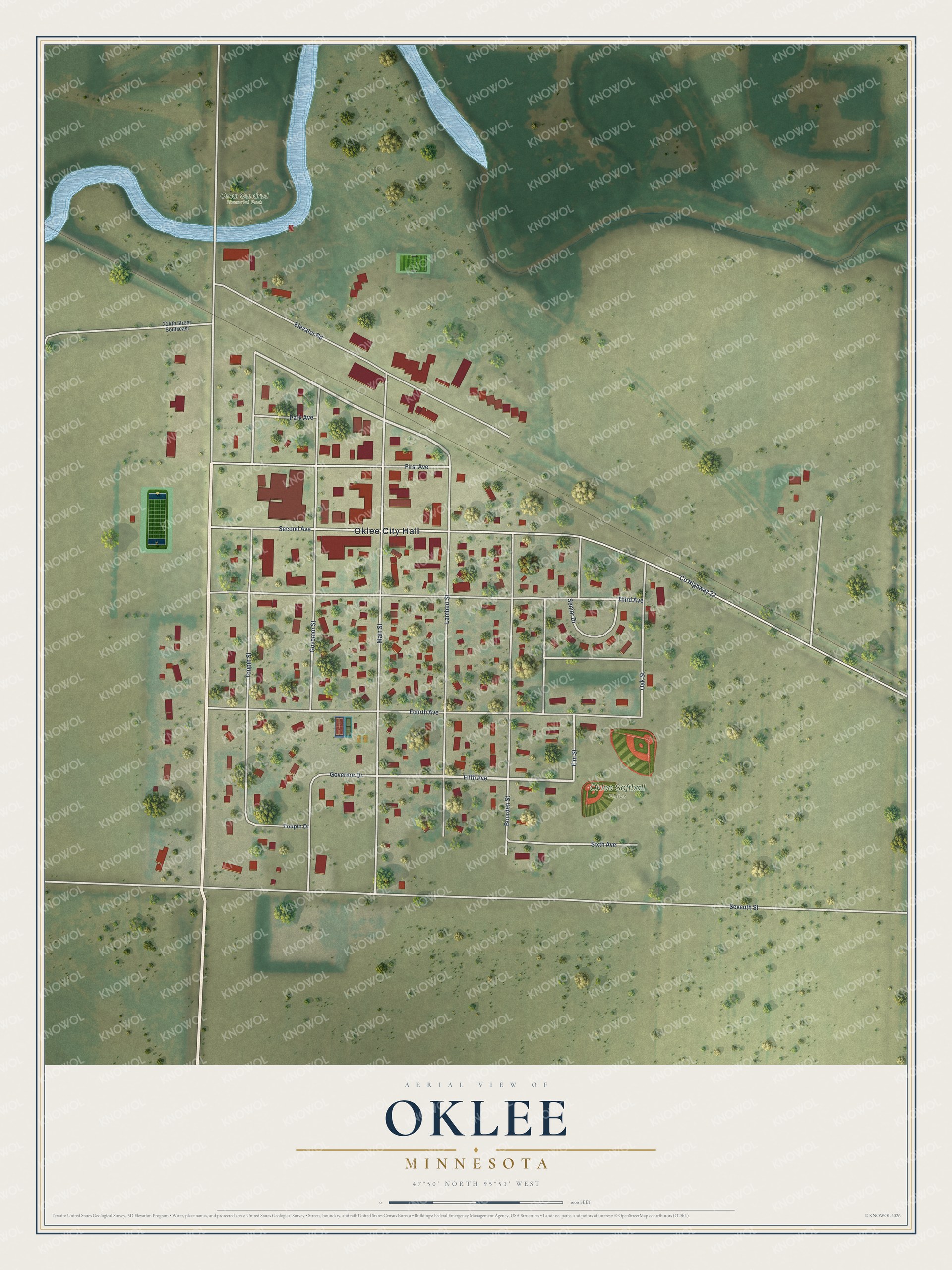 Watermarked full-map preview of Oklee, Minnesota