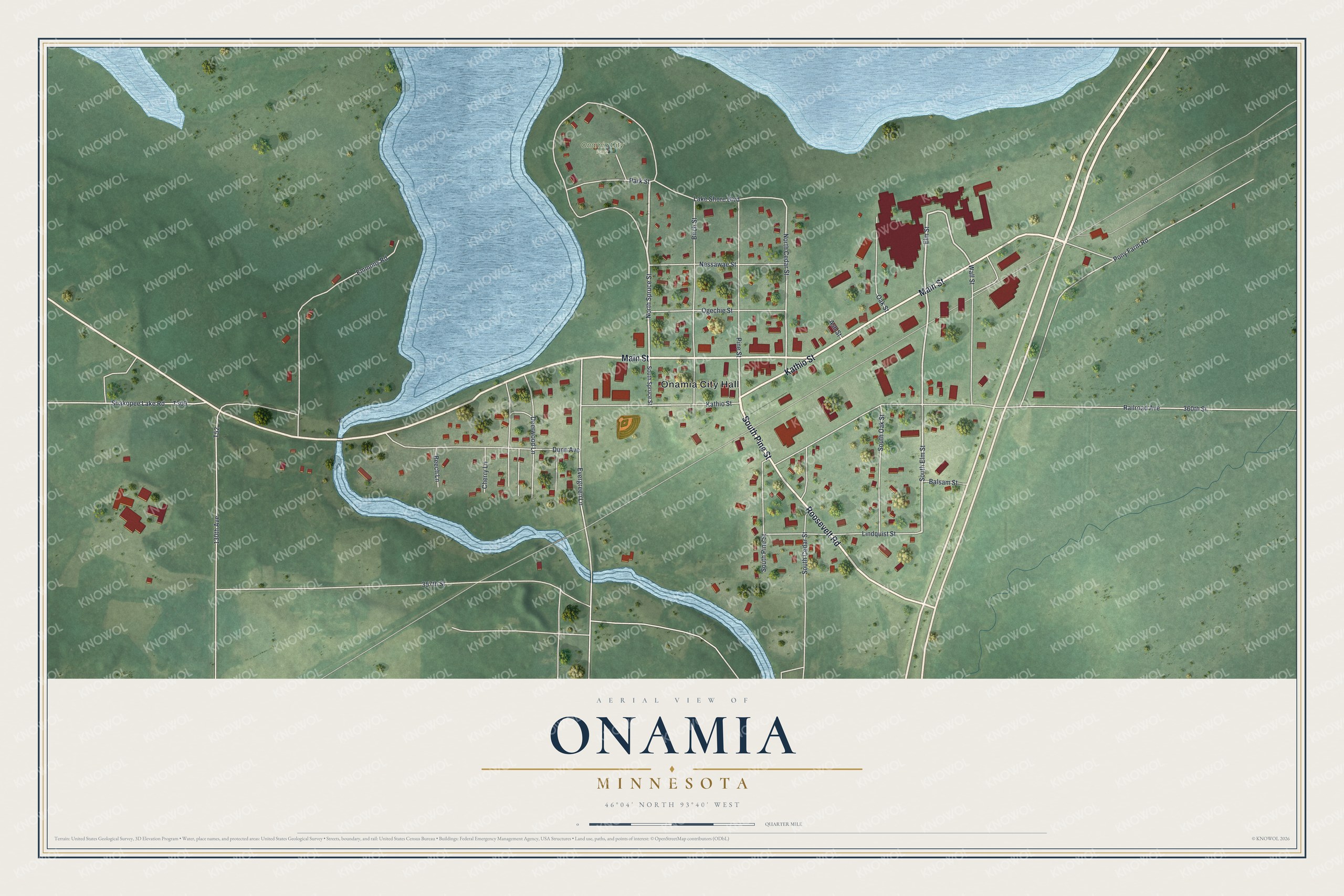Watermarked full-map preview of Onamia, Minnesota
