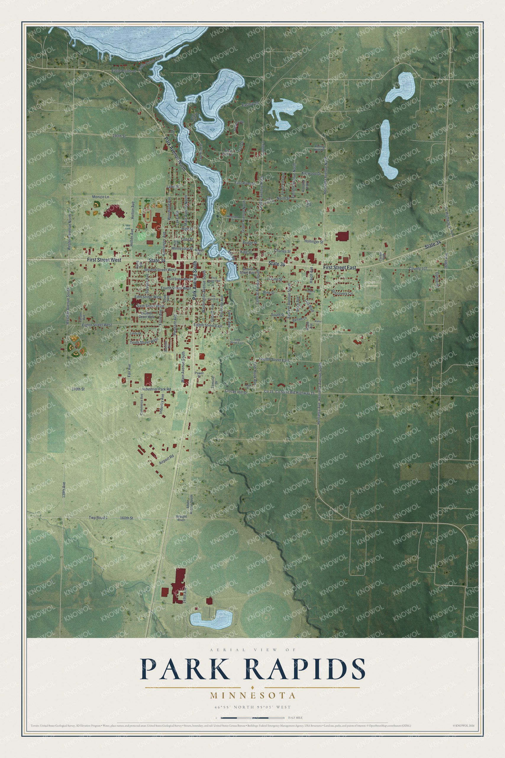 Watermarked full-map preview of Park Rapids, Minnesota