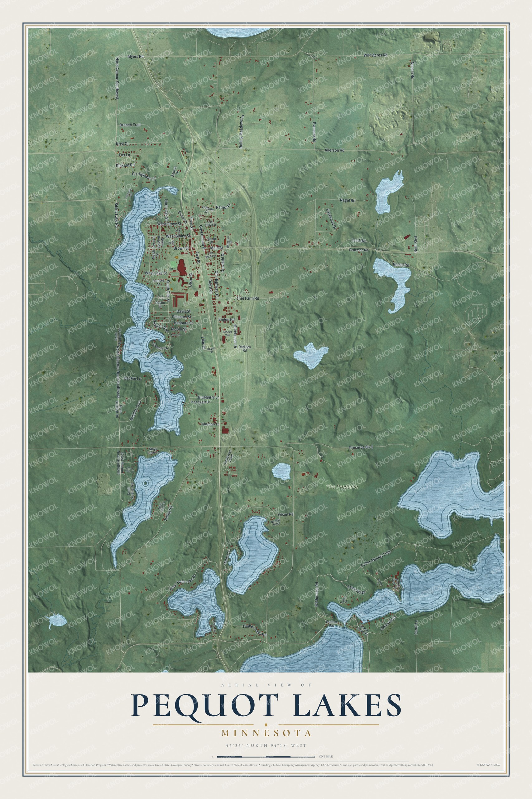Watermarked full-map preview of Pequot Lakes, Minnesota