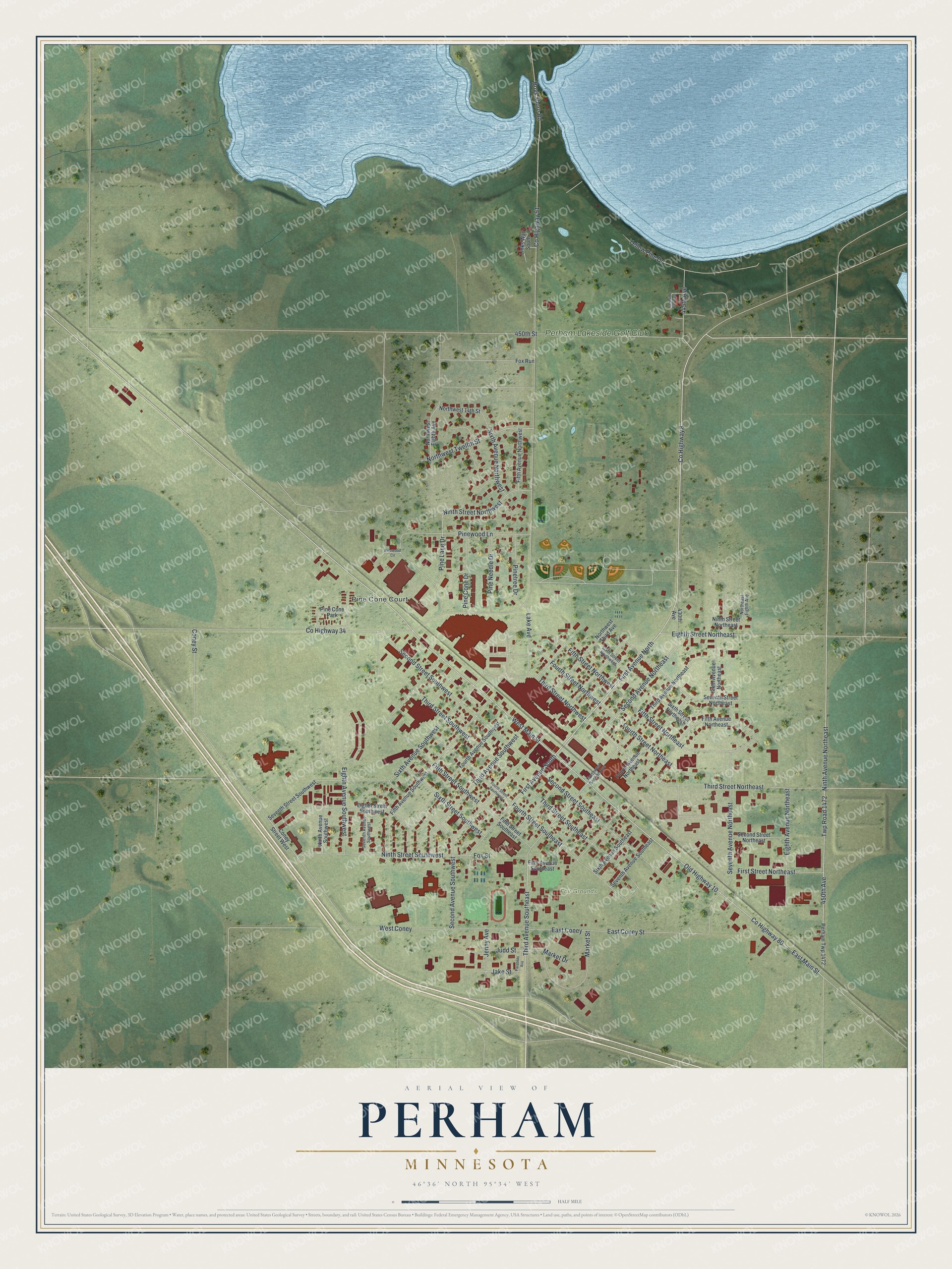 Watermarked full-map preview of Perham, Minnesota